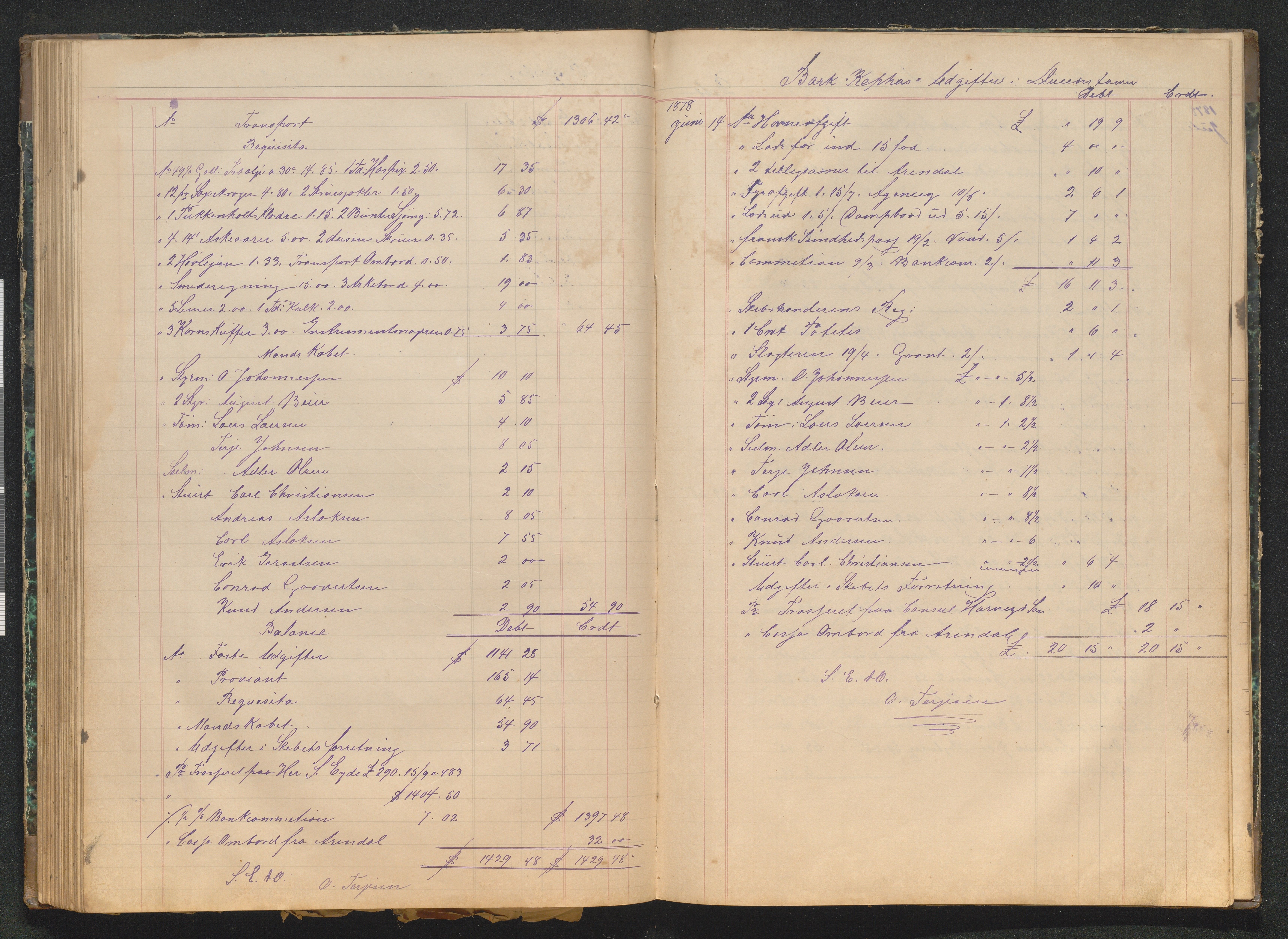 O. Terjesens rederi, AAKS/PA-2525/R/R01/L0001: Regnskapsbøker 3 stk, 1863-1916