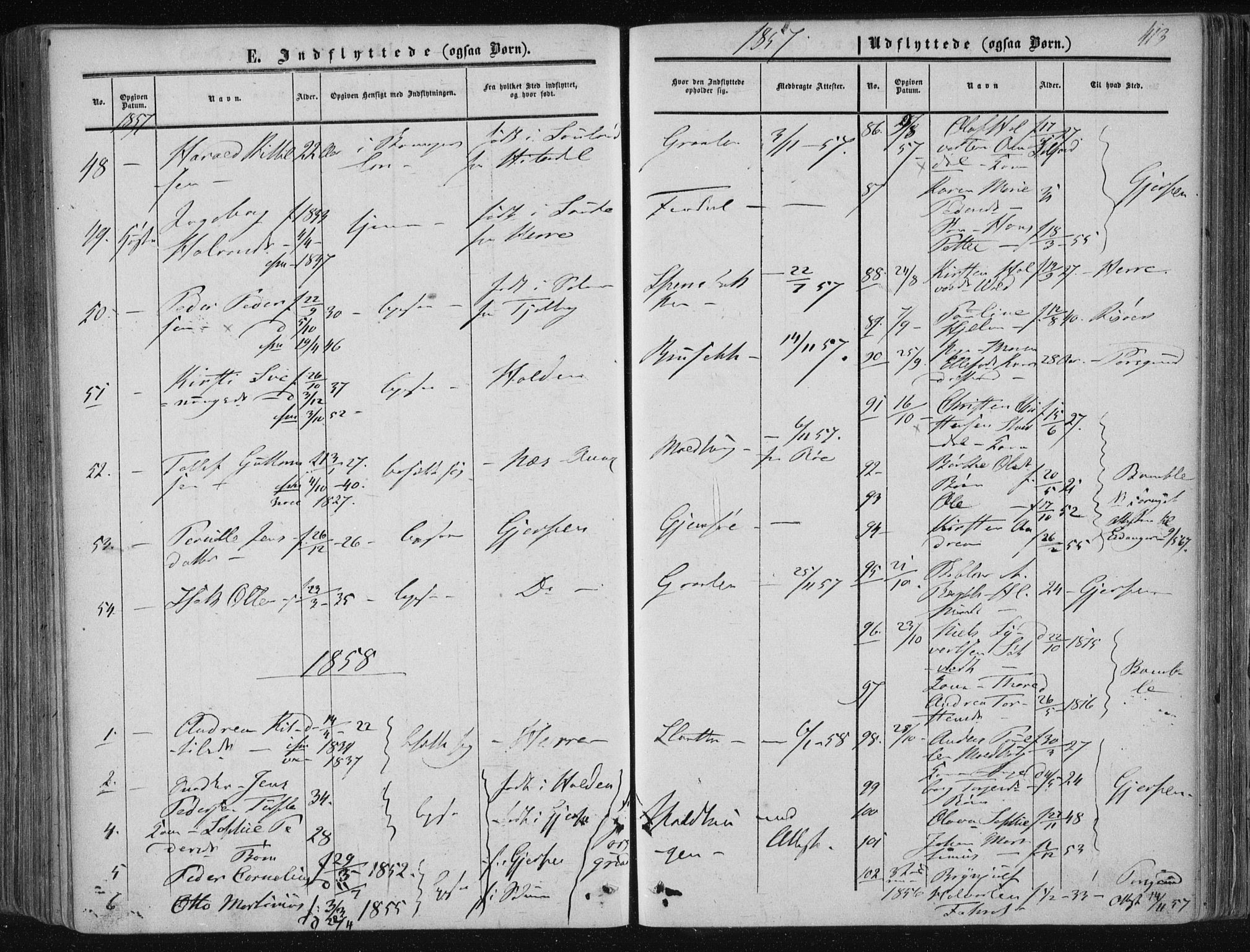Solum kirkebøker, SAKO/A-306/F/Fa/L0007: Parish register (official) no. I 7, 1856-1864, p. 413