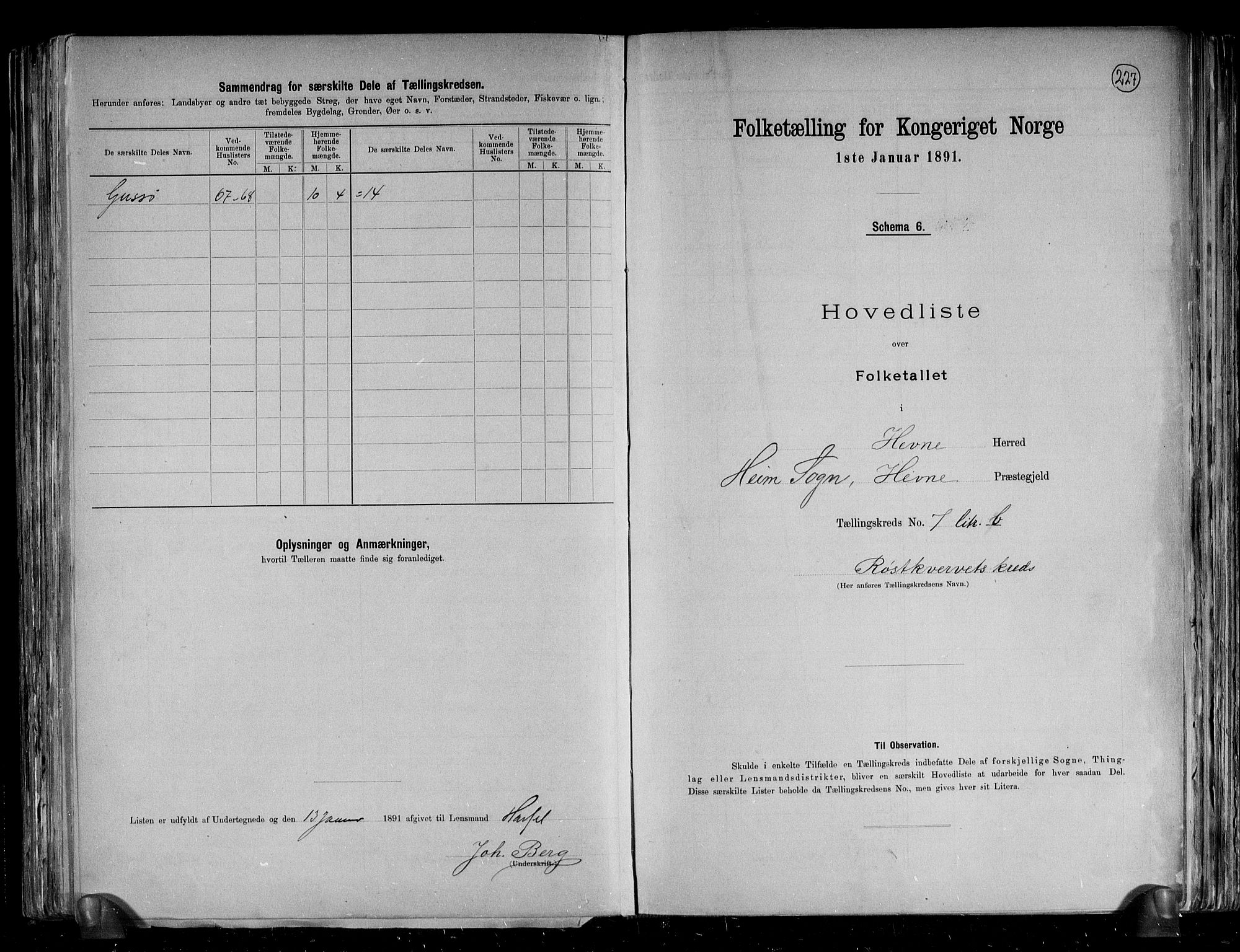 RA, 1891 census for 1612 Hemne, 1891, p. 27