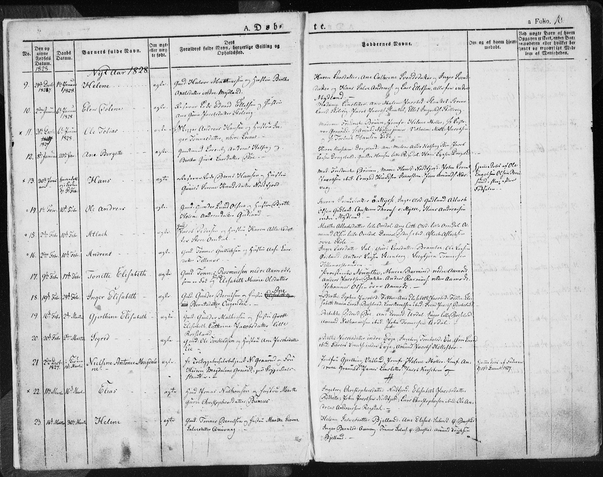 Sokndal sokneprestkontor, AV/SAST-A-101808: Parish register (official) no. A 7.1, 1826-1842, p. 10