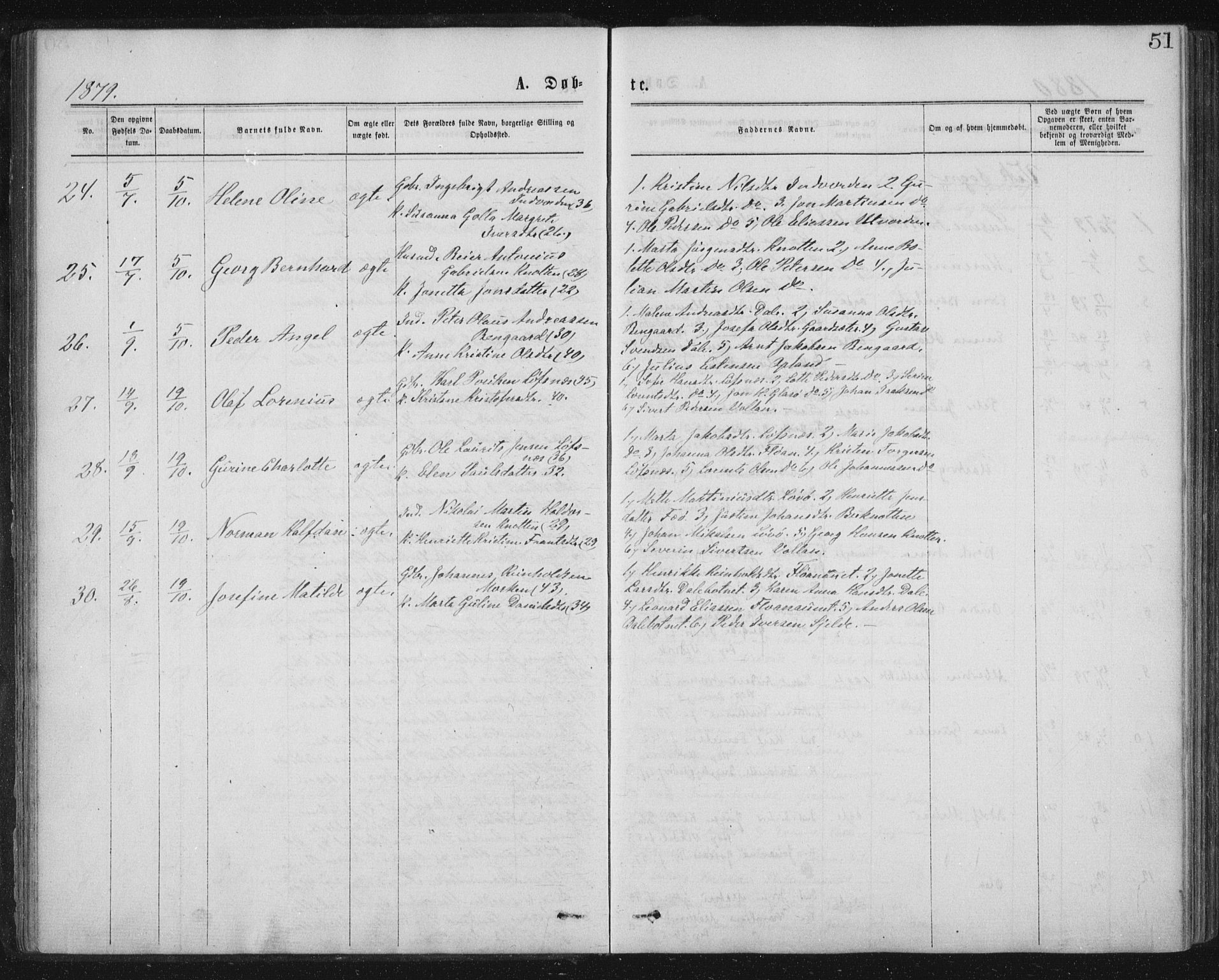 Ministerialprotokoller, klokkerbøker og fødselsregistre - Nord-Trøndelag, SAT/A-1458/771/L0596: Parish register (official) no. 771A03, 1870-1884, p. 51