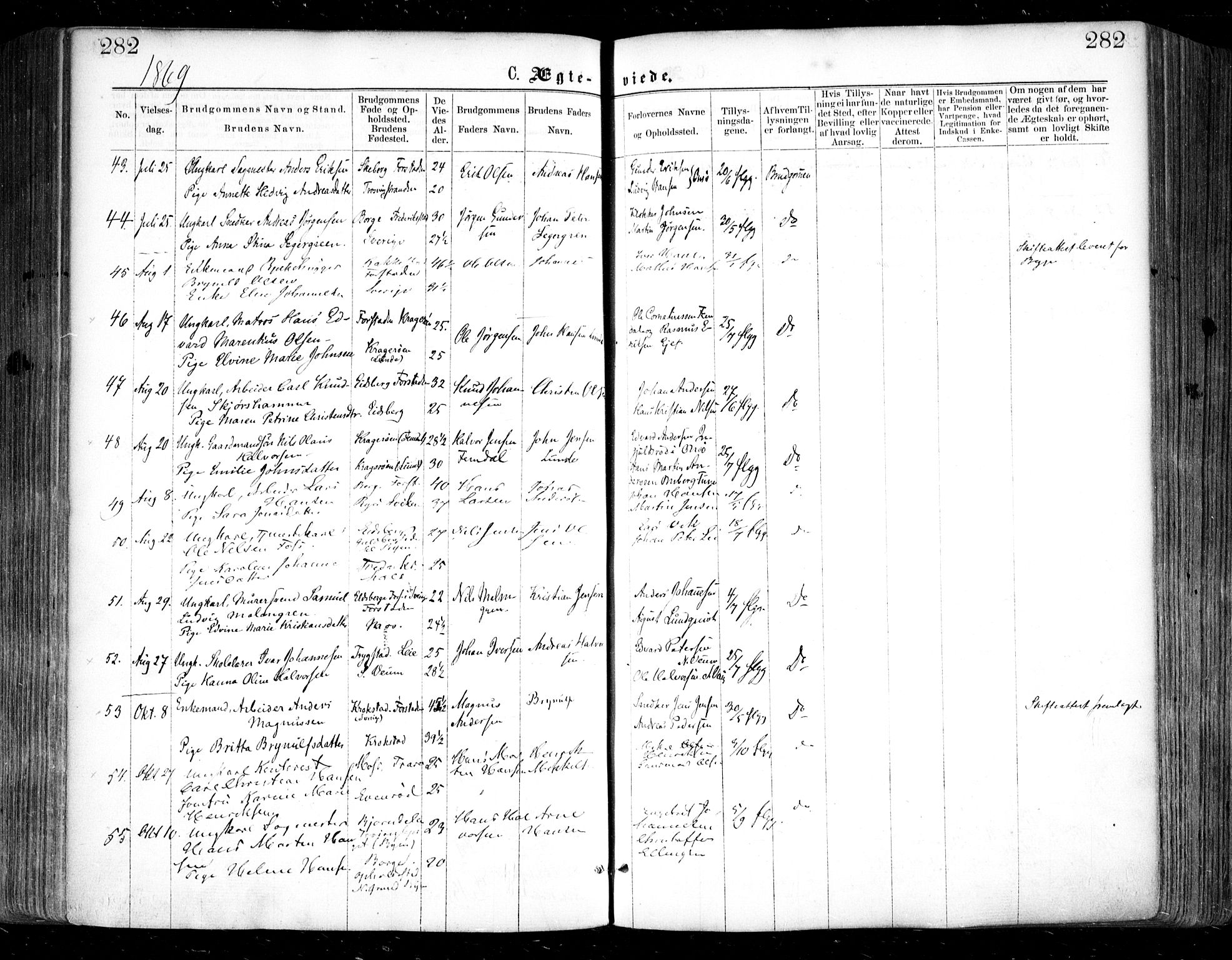 Glemmen prestekontor Kirkebøker, AV/SAO-A-10908/F/Fa/L0008: Parish register (official) no. 8, 1862-1871, p. 282