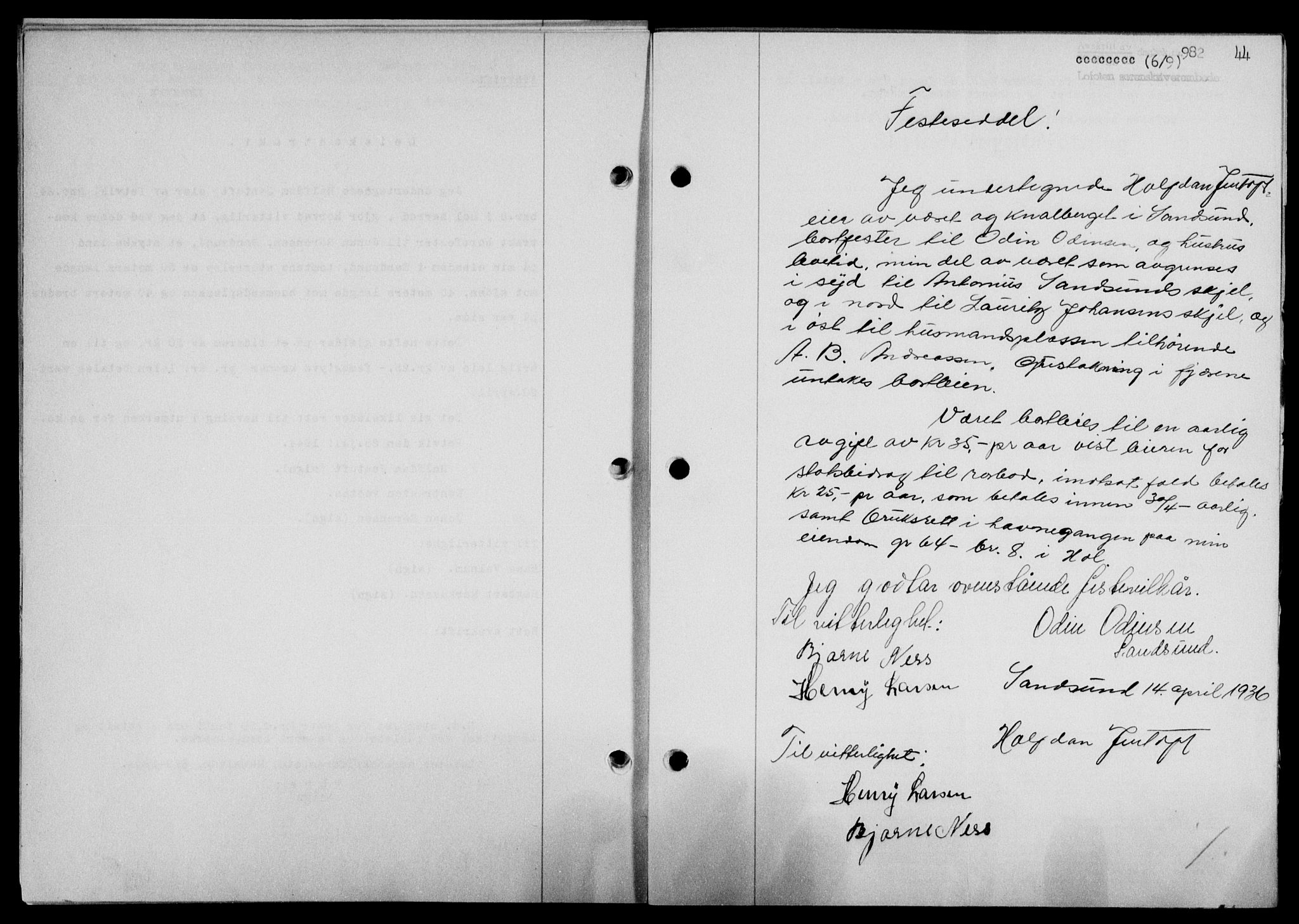 Lofoten sorenskriveri, SAT/A-0017/1/2/2C/L0012a: Mortgage book no. 12a, 1943-1944, Diary no: : 982/1944