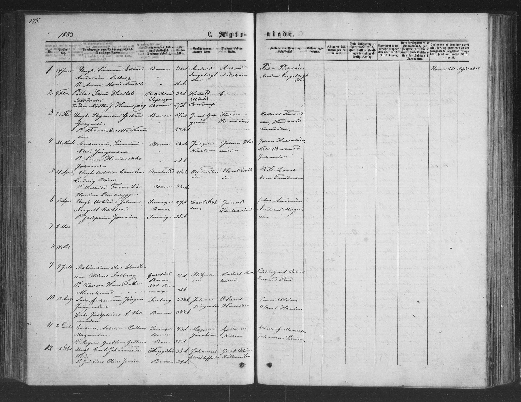 Borre kirkebøker, AV/SAKO-A-338/G/Ga/L0003: Parish register (copy) no. I 3, 1871-1892, p. 175