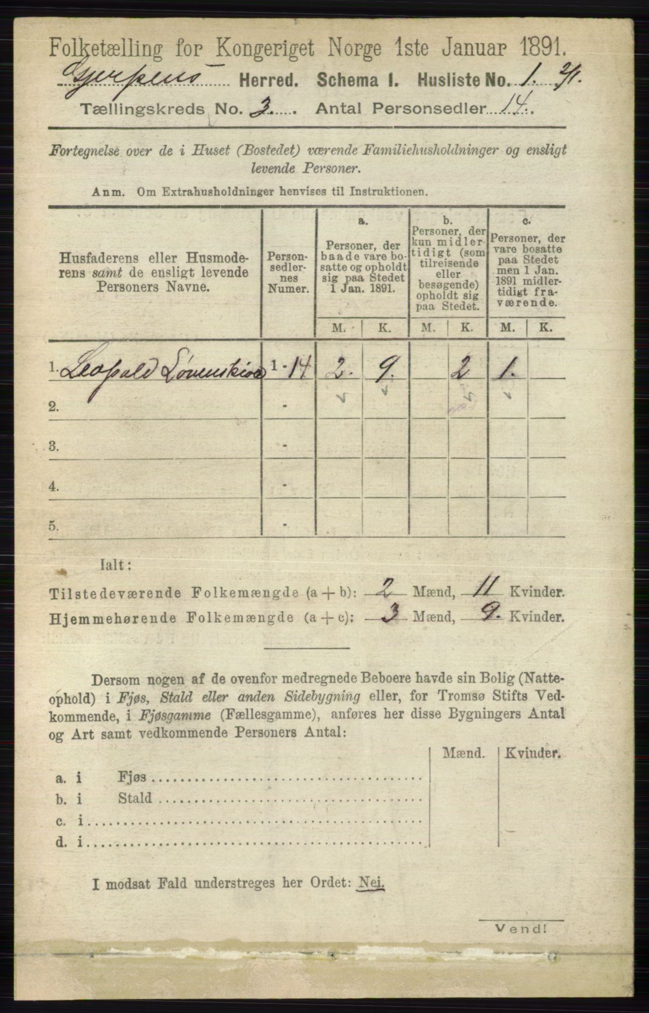 RA, 1891 census for 0812 Gjerpen, 1891, p. 1410