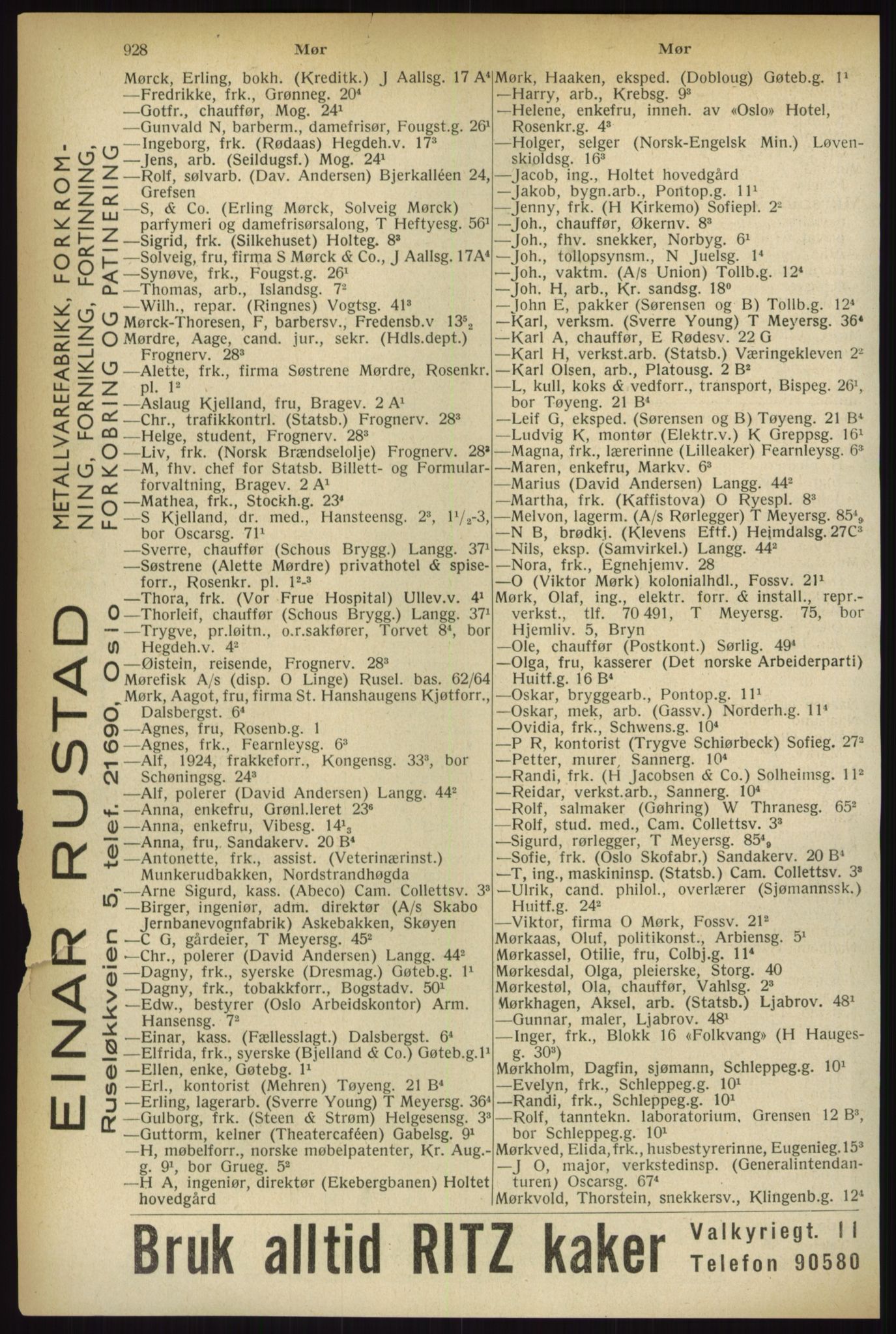 Kristiania/Oslo adressebok, PUBL/-, 1933, p. 928