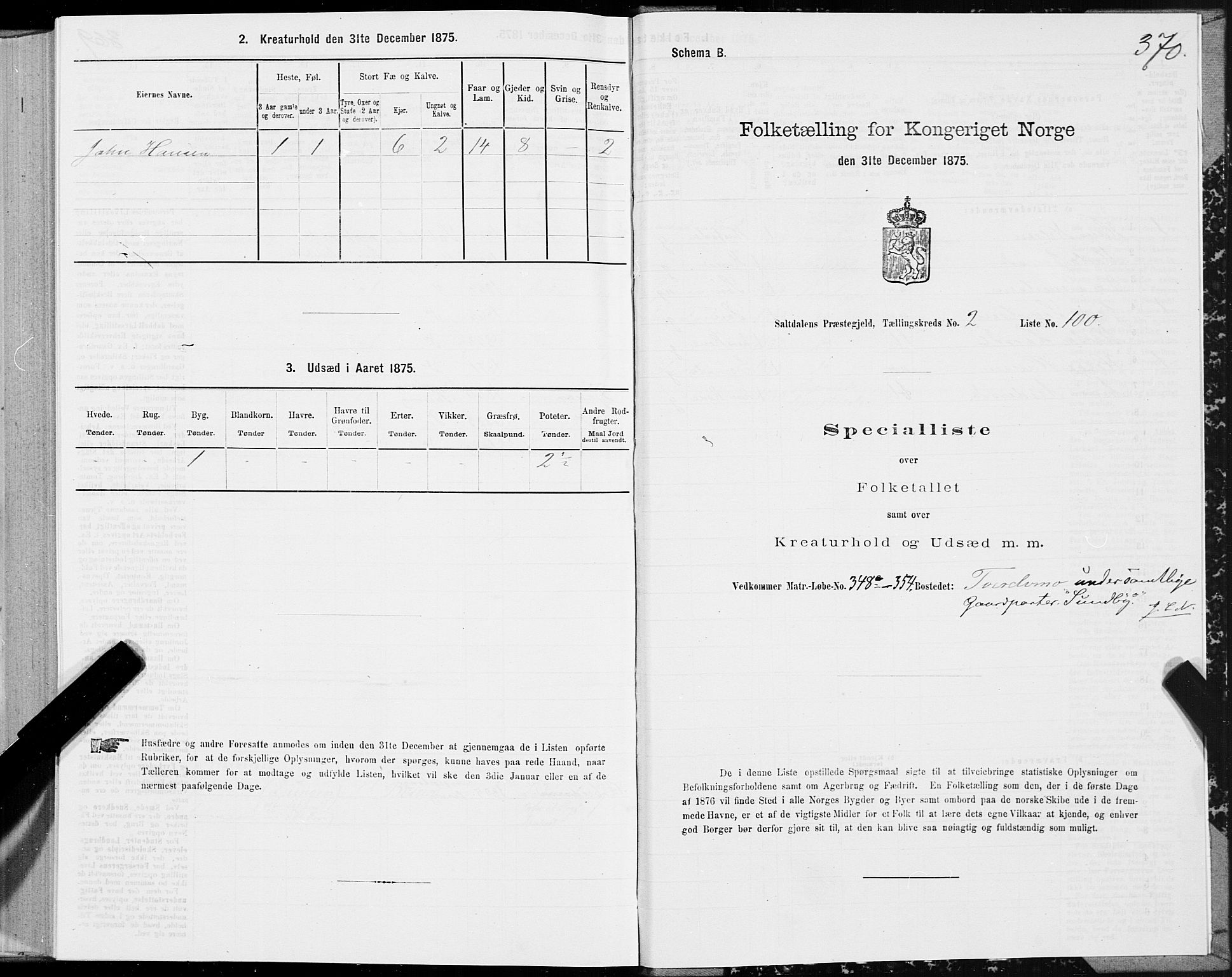 SAT, 1875 census for 1840P Saltdal, 1875, p. 1370