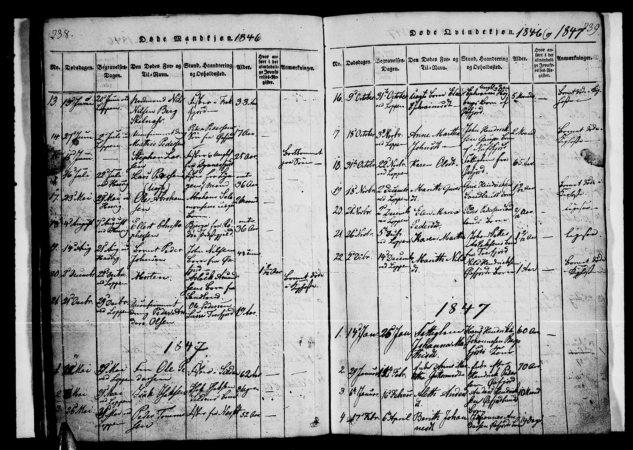 Loppa sokneprestkontor, SATØ/S-1339/H/Ha/L0003kirke: Parish register (official) no. 3, 1820-1848, p. 238-239