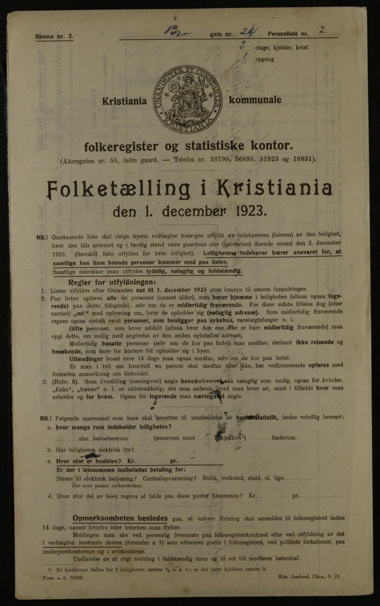 OBA, Municipal Census 1923 for Kristiania, 1923, p. 11048