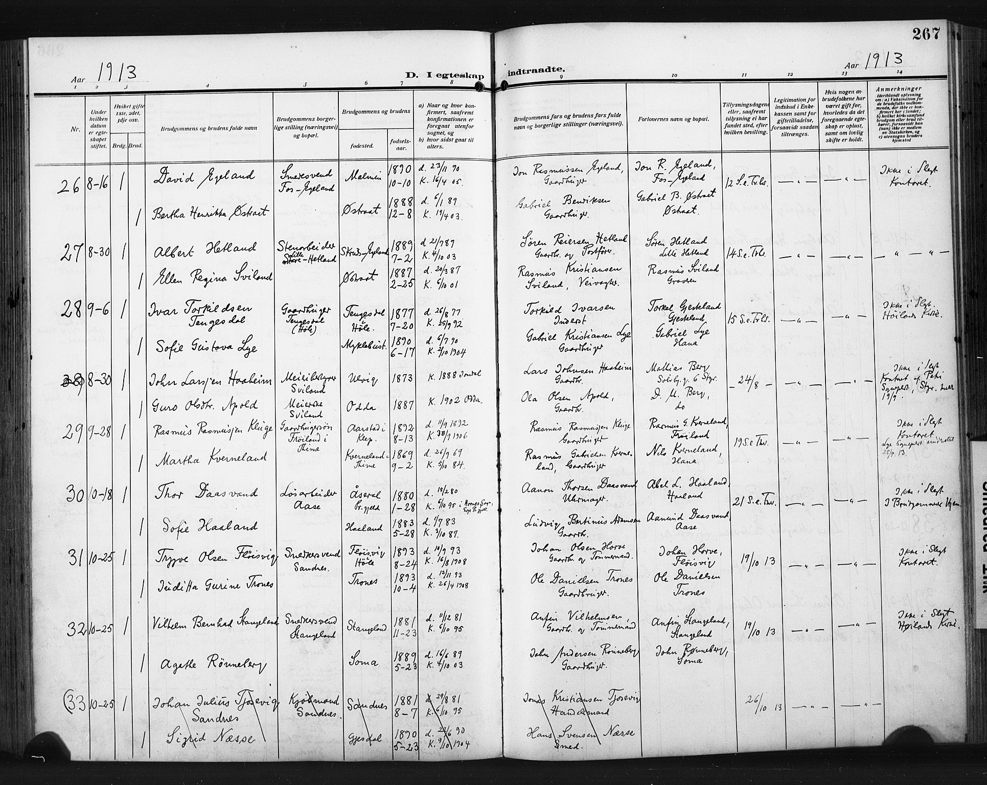 Høyland sokneprestkontor, AV/SAST-A-101799/001/30BA/L0017: Parish register (official) no. A 15, 1912-1924, p. 267