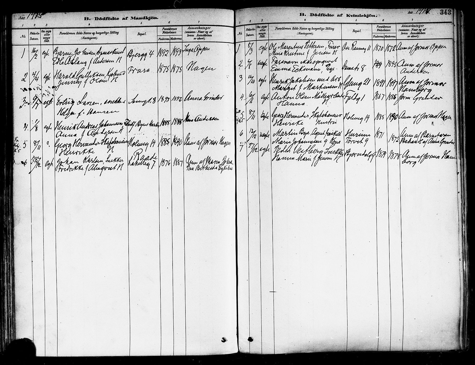 Fredrikstad domkirkes prestekontor Kirkebøker, AV/SAO-A-10906/F/Fa/L0002: Parish register (official) no. 2, 1878-1894, p. 343