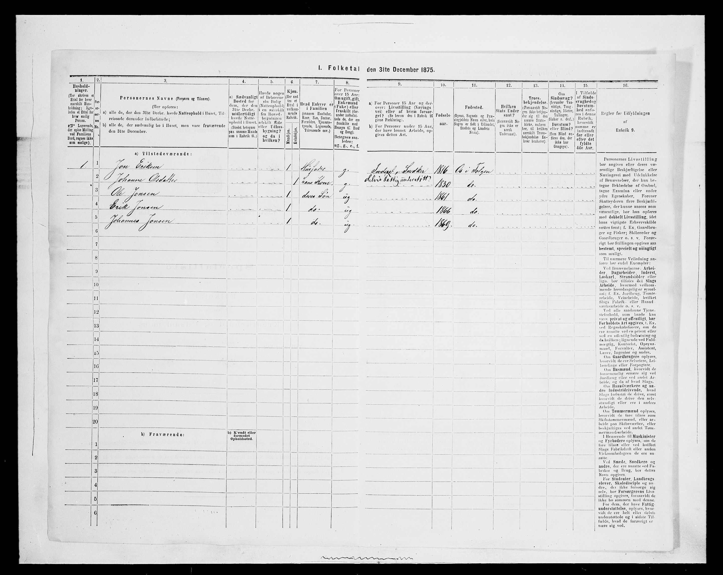 SAH, 1875 census for 0436P Tolga, 1875, p. 1154