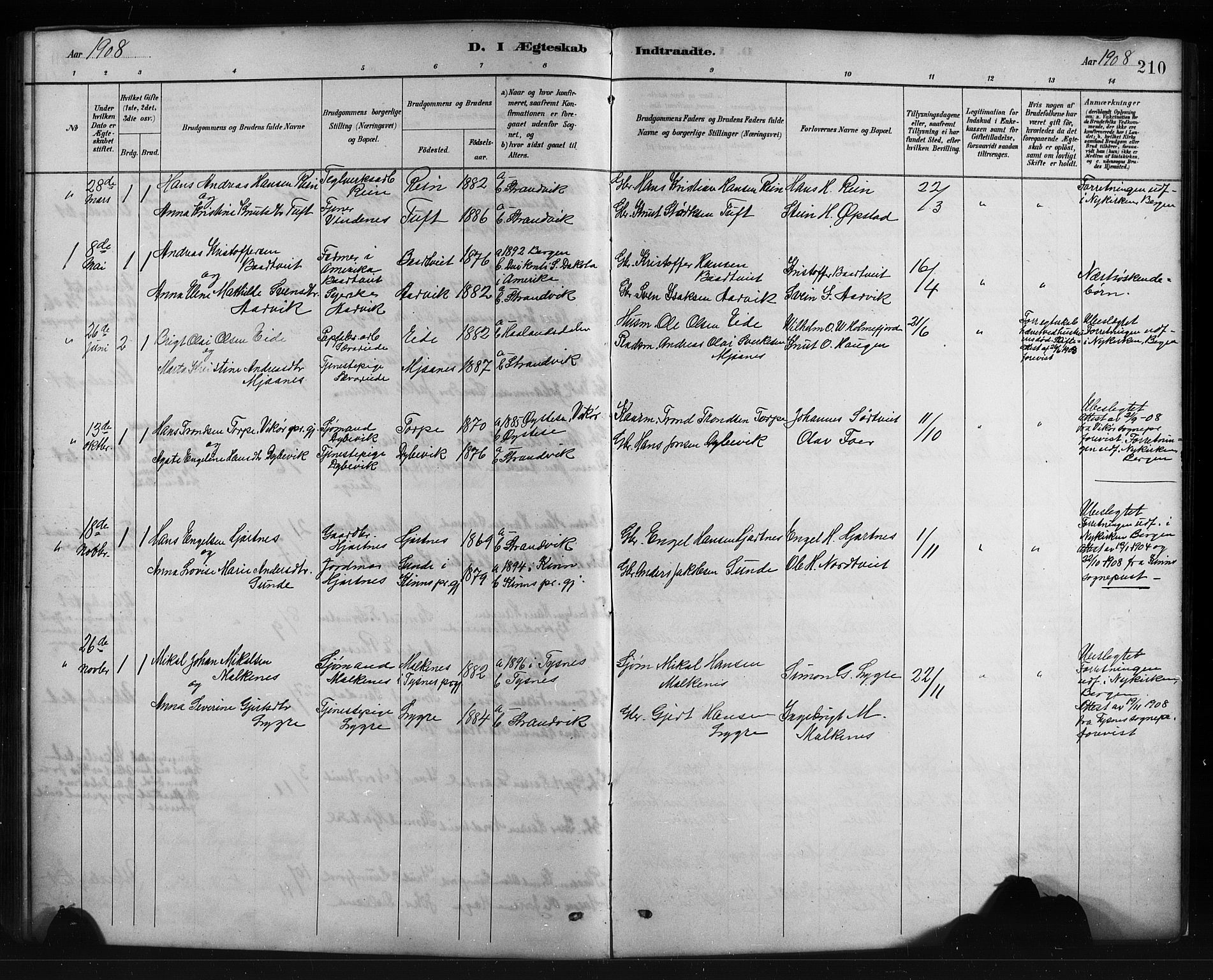 Fusa sokneprestembete, SAB/A-75401/H/Hab: Parish register (copy) no. C 2, 1886-1926, p. 210