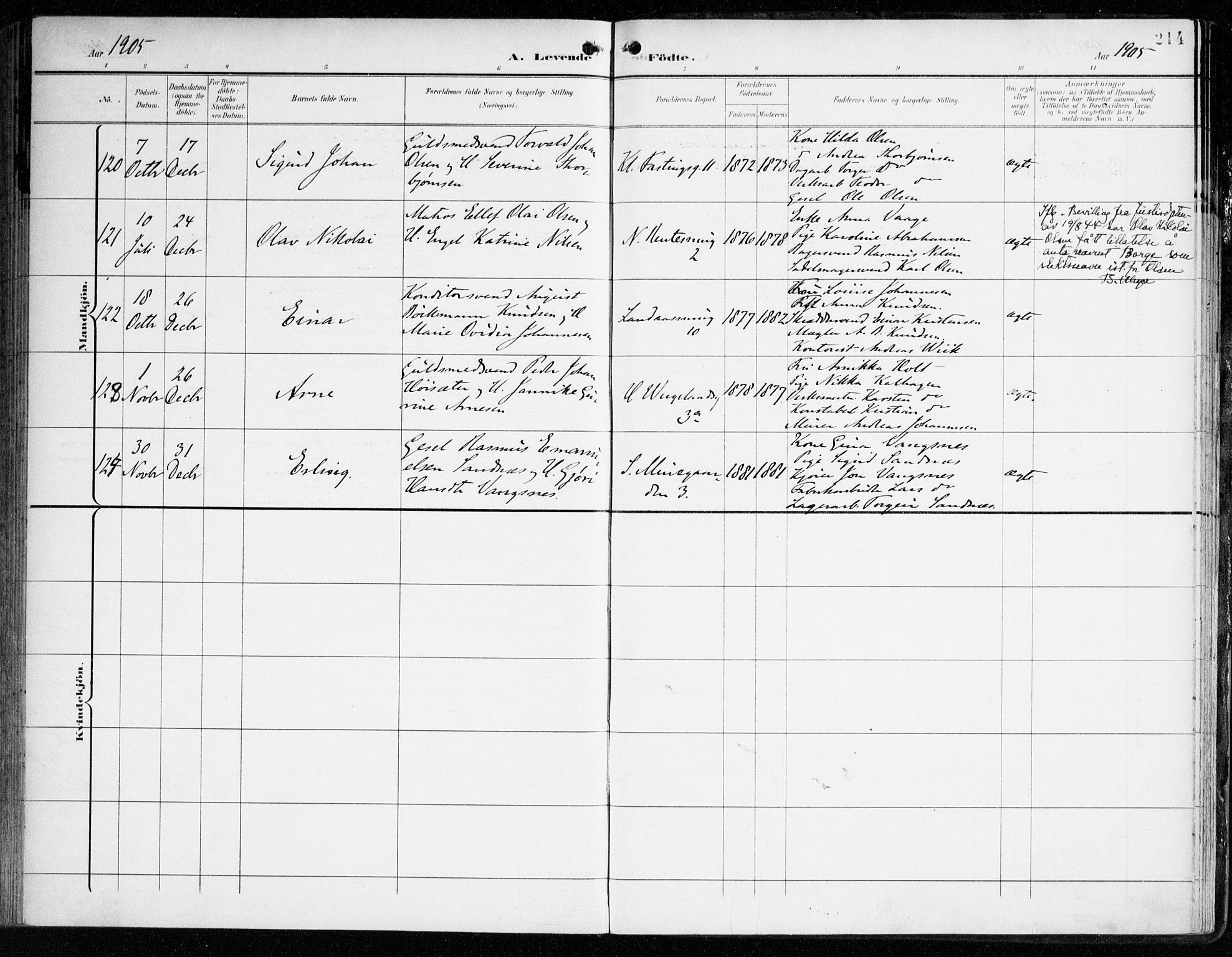 Korskirken sokneprestembete, AV/SAB-A-76101/H/Haa/L0023: Parish register (official) no. B 9, 1899-1908, p. 214