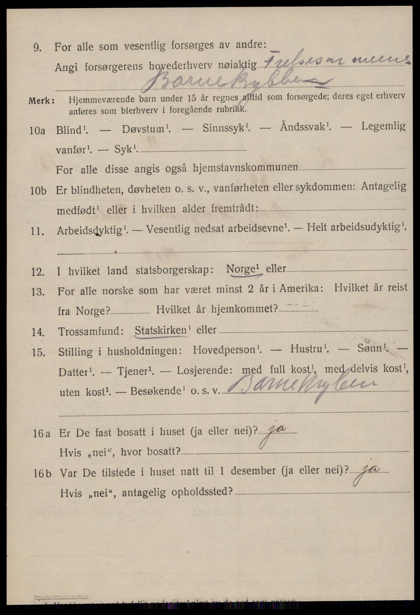 SAT, 1920 census for Kristiansund, 1920, p. 27500