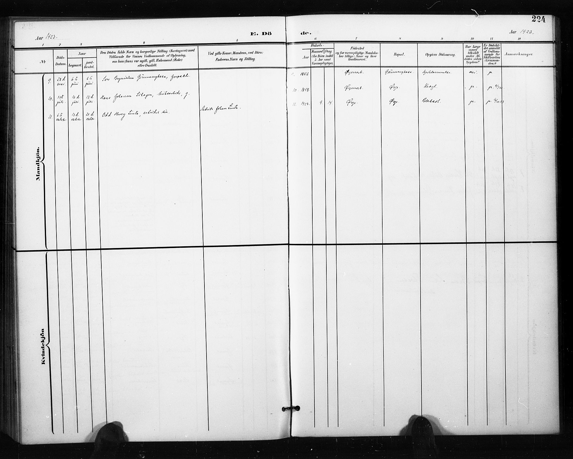 Aremark prestekontor Kirkebøker, AV/SAO-A-10899/G/Gb/L0001: Parish register (copy) no. II 1, 1901-1927, p. 224