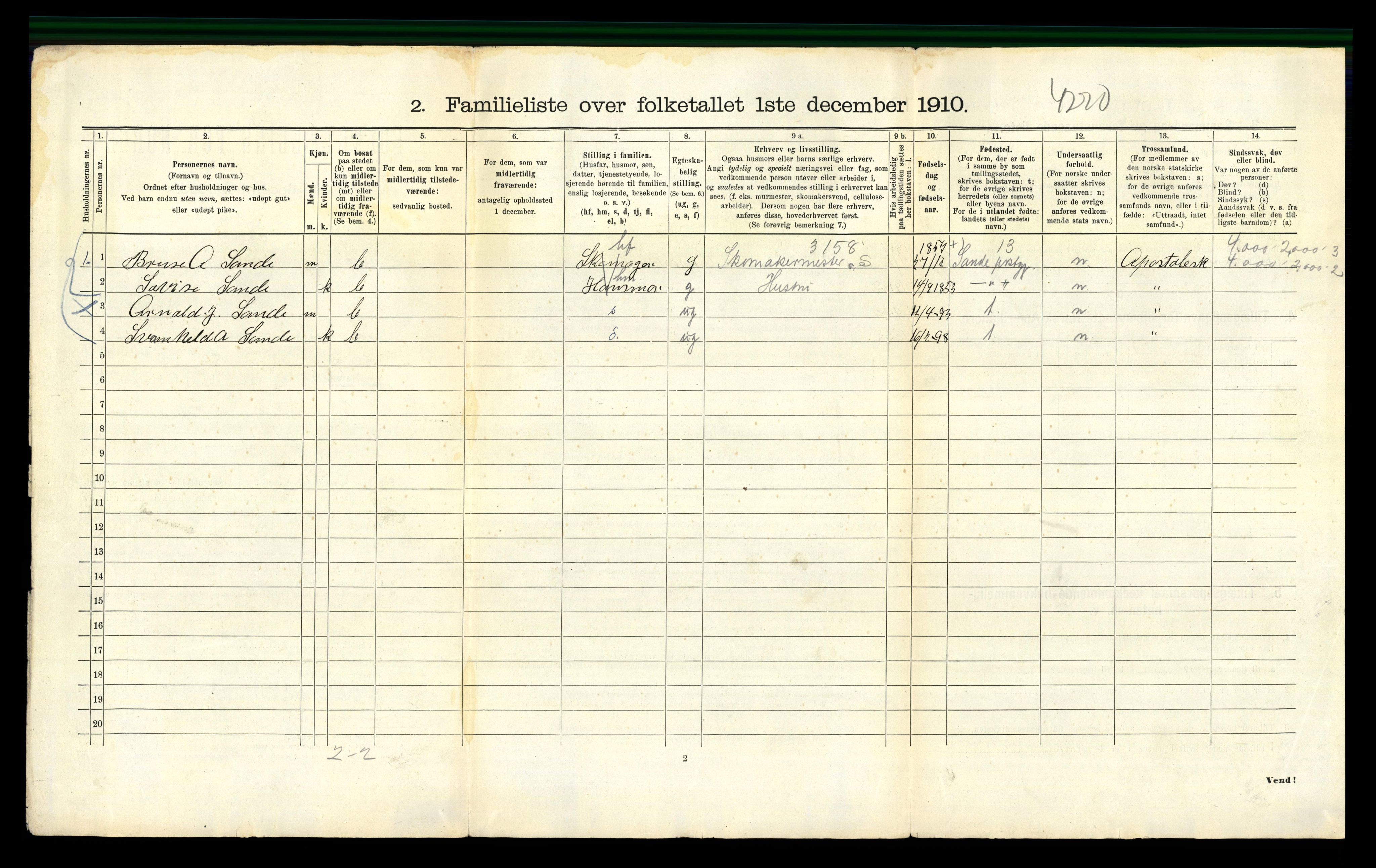 RA, 1910 census for Bergen, 1910, p. 31912