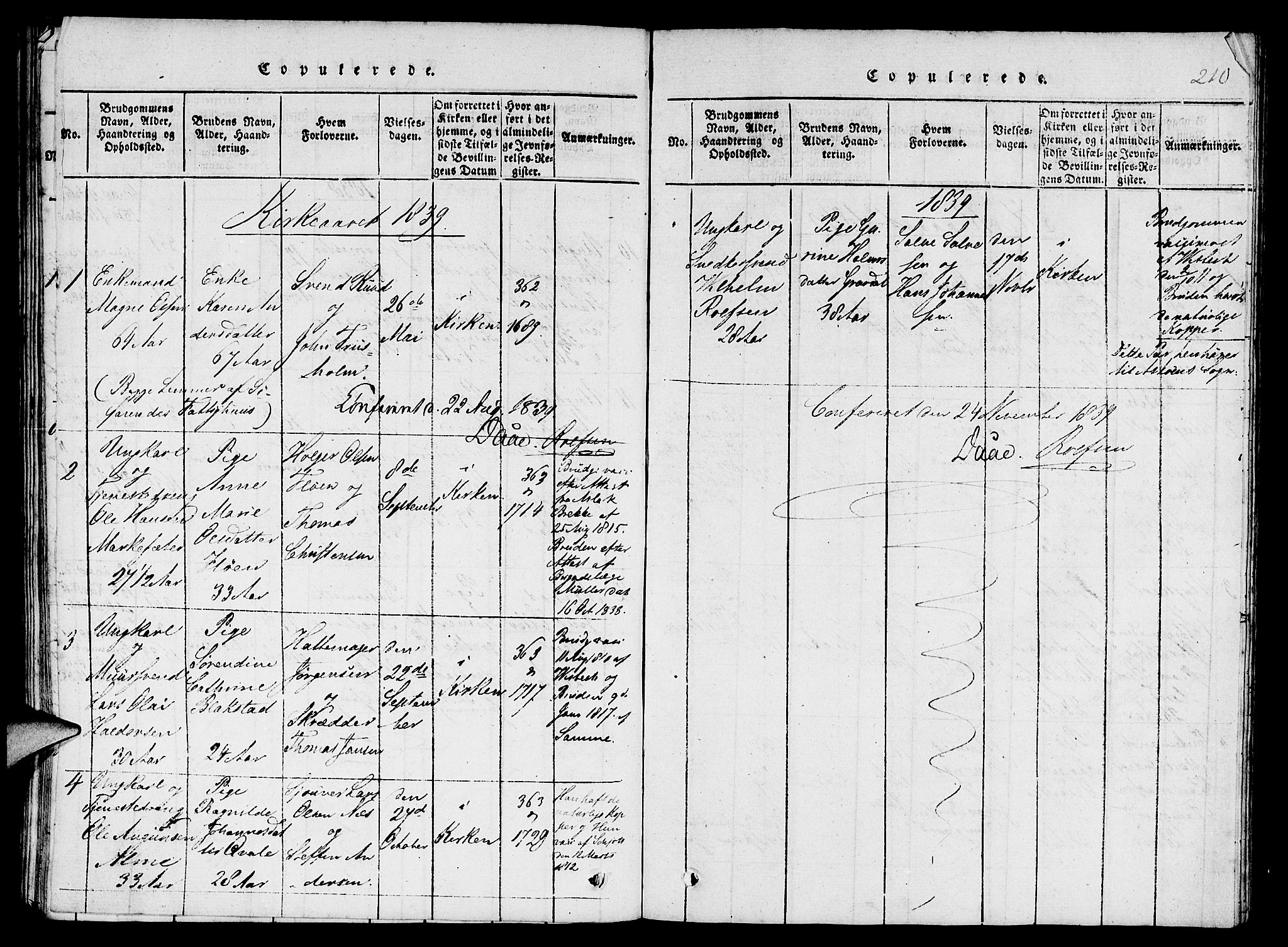 St. Jørgens hospital og Årstad sokneprestembete, AV/SAB-A-99934: Parish register (copy) no. A 1, 1816-1843, p. 210