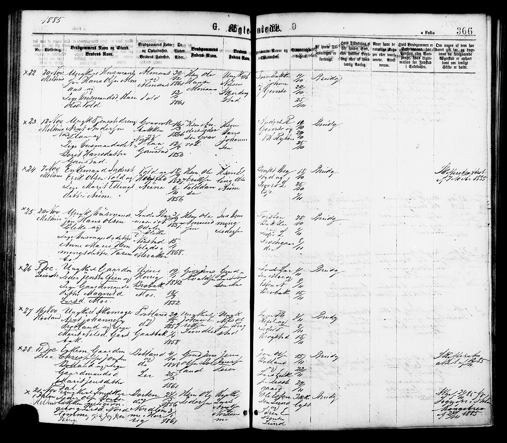 Ministerialprotokoller, klokkerbøker og fødselsregistre - Sør-Trøndelag, SAT/A-1456/691/L1079: Parish register (official) no. 691A11, 1873-1886, p. 366