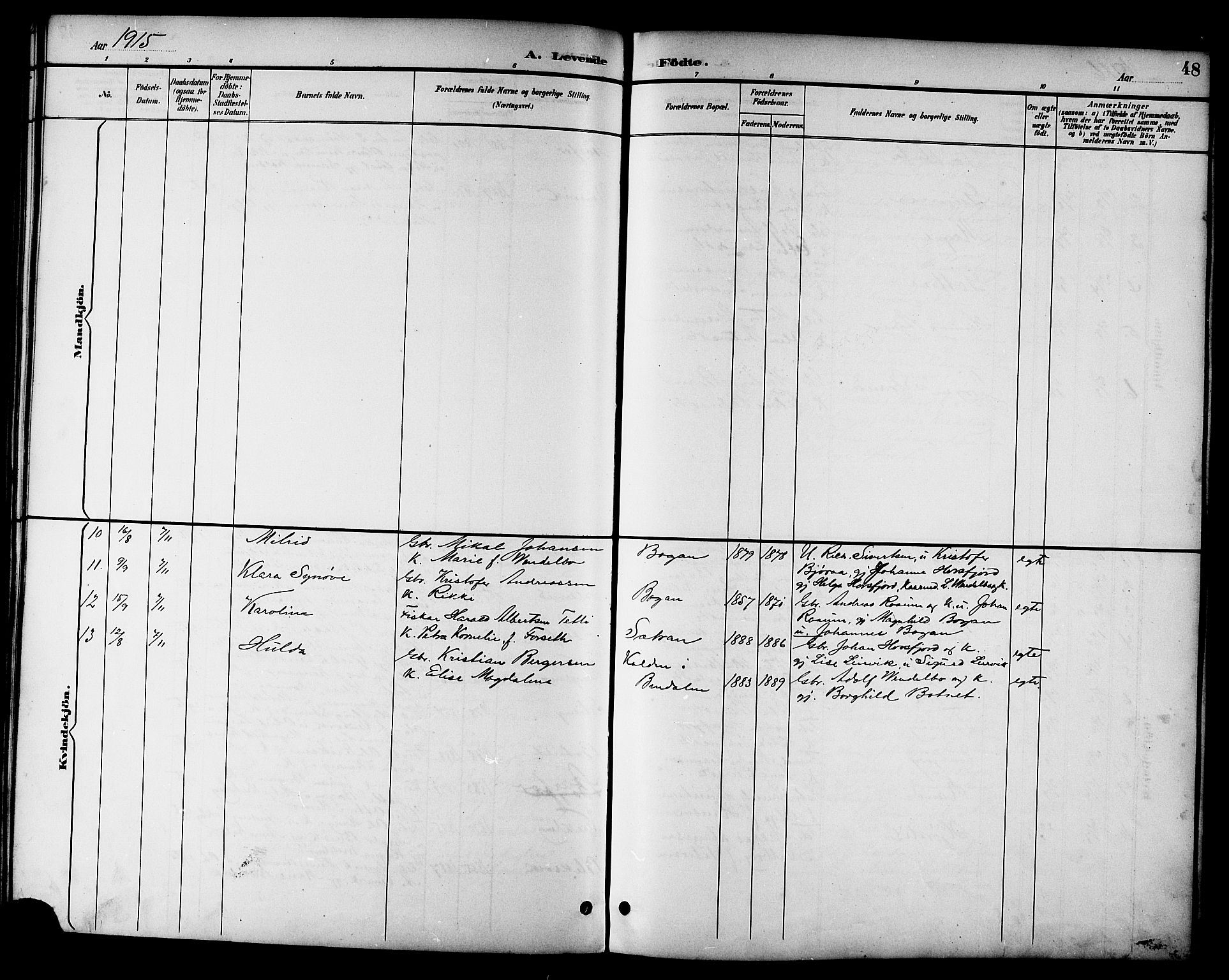 Ministerialprotokoller, klokkerbøker og fødselsregistre - Nord-Trøndelag, AV/SAT-A-1458/783/L0662: Parish register (copy) no. 783C02, 1894-1919, p. 48