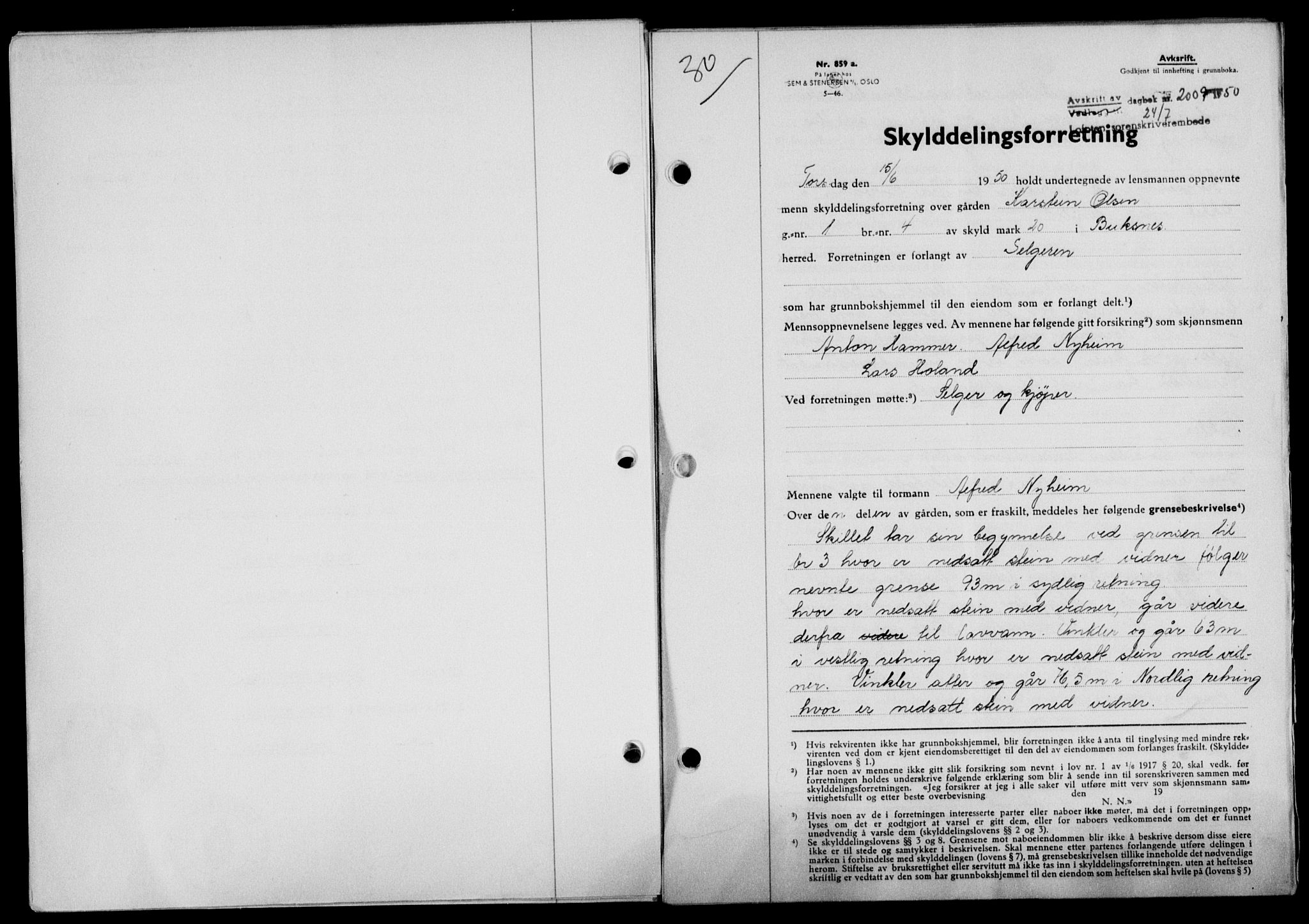 Lofoten sorenskriveri, AV/SAT-A-0017/1/2/2C/L0024a: Mortgage book no. 24a, 1950-1950, Diary no: : 2009/1950