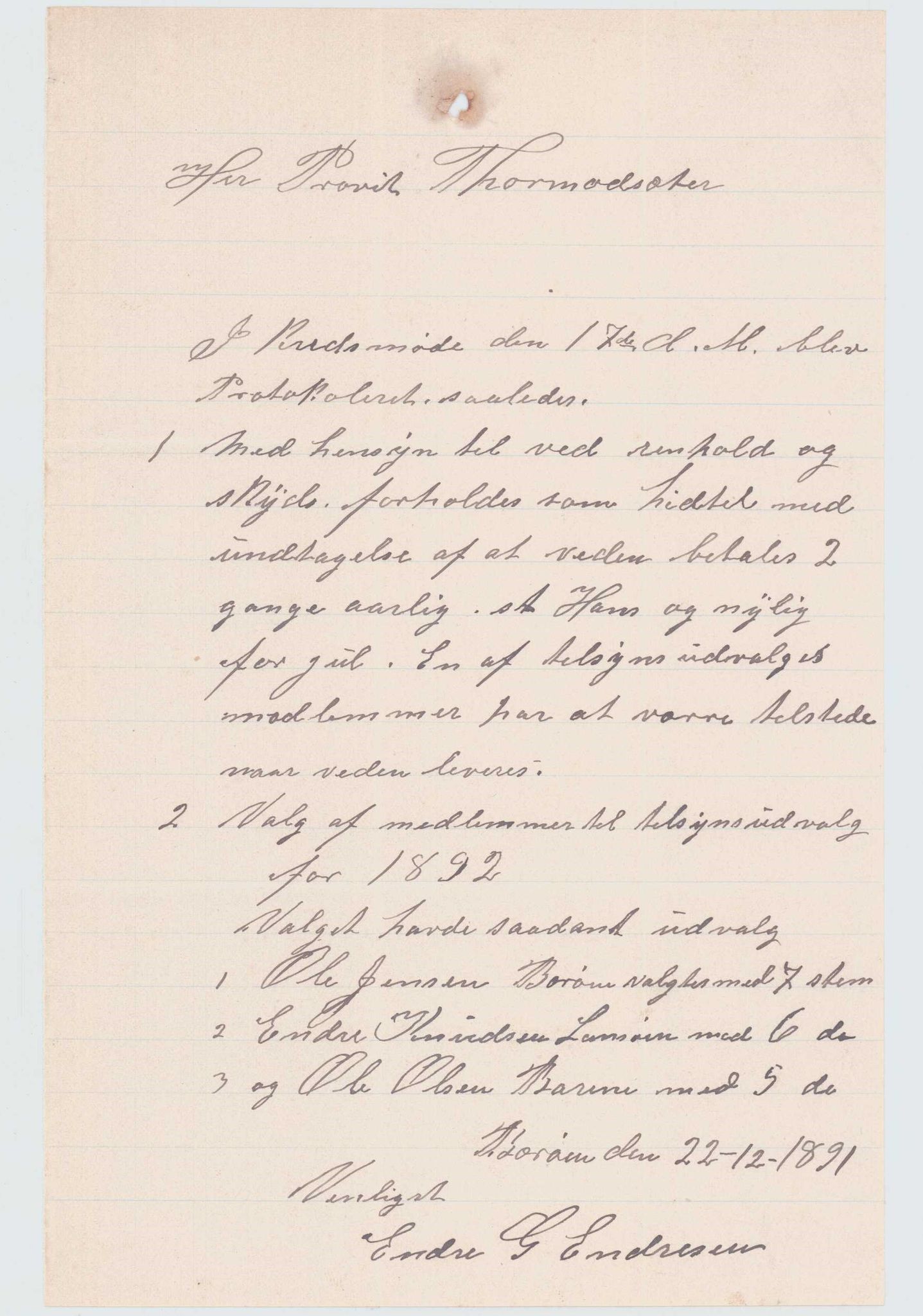 Finnaas kommune. Skulestyret, IKAH/1218a-211/D/Da/L0001/0002: Kronologisk ordna korrespondanse / Kronologisk ordna korrespondanse , 1890-1892, p. 91