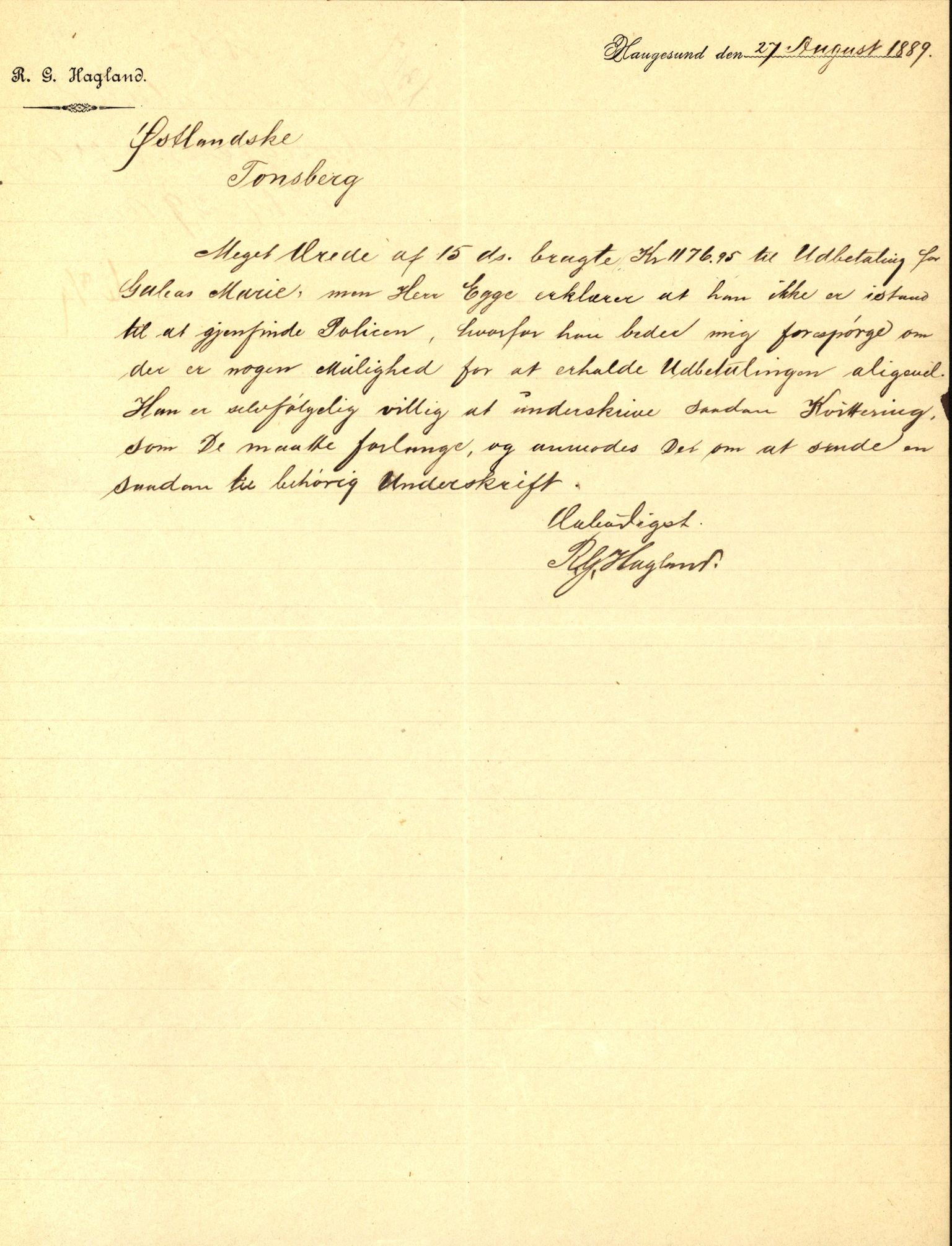 Pa 63 - Østlandske skibsassuranceforening, VEMU/A-1079/G/Ga/L0022/0008: Havaridokumenter / Magna av Haugesund, Marie, Mars, Mary, Mizpa, 1888, p. 37