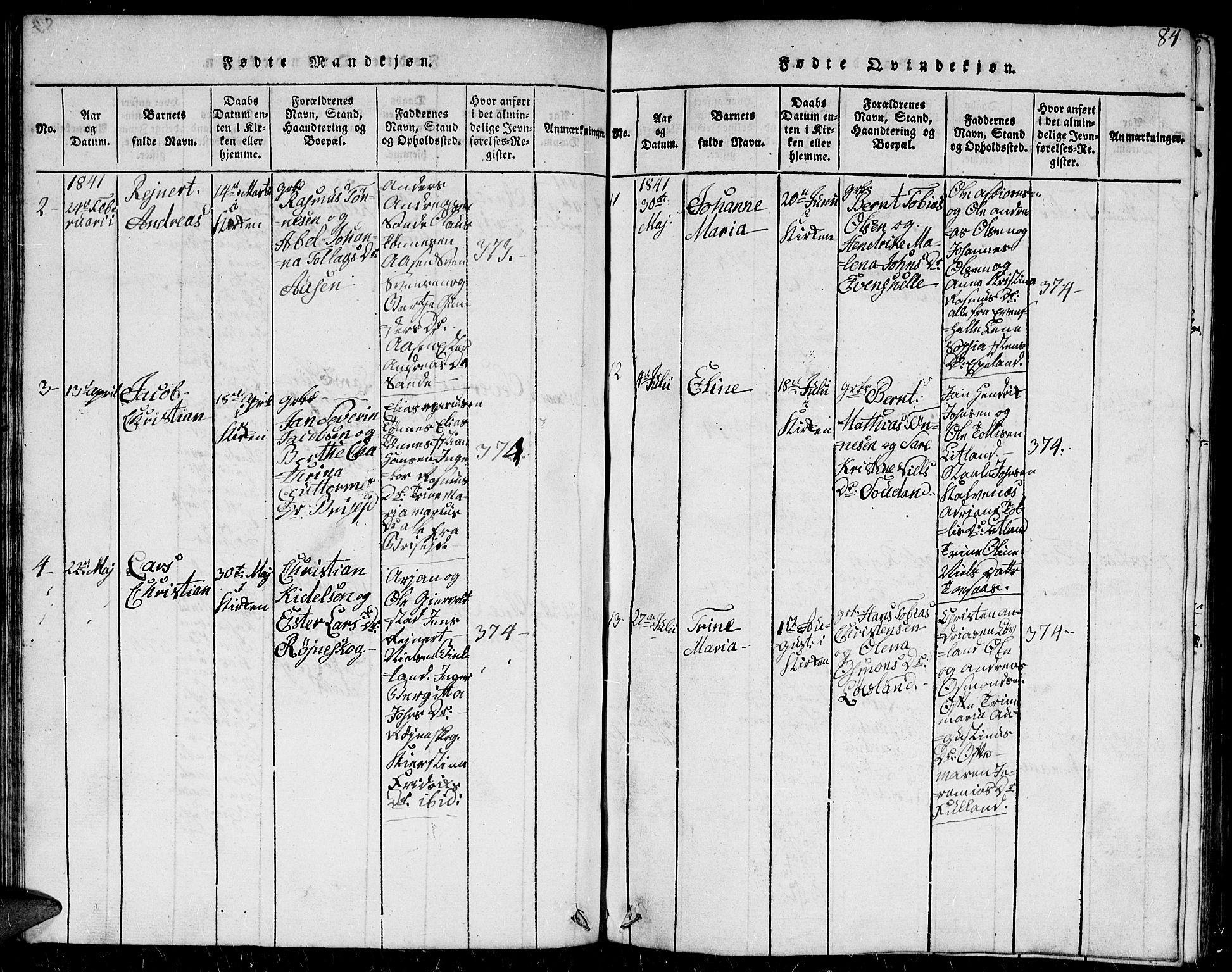 Herad sokneprestkontor, AV/SAK-1111-0018/F/Fb/Fba/L0001: Parish register (copy) no. B 1, 1815-1852, p. 84