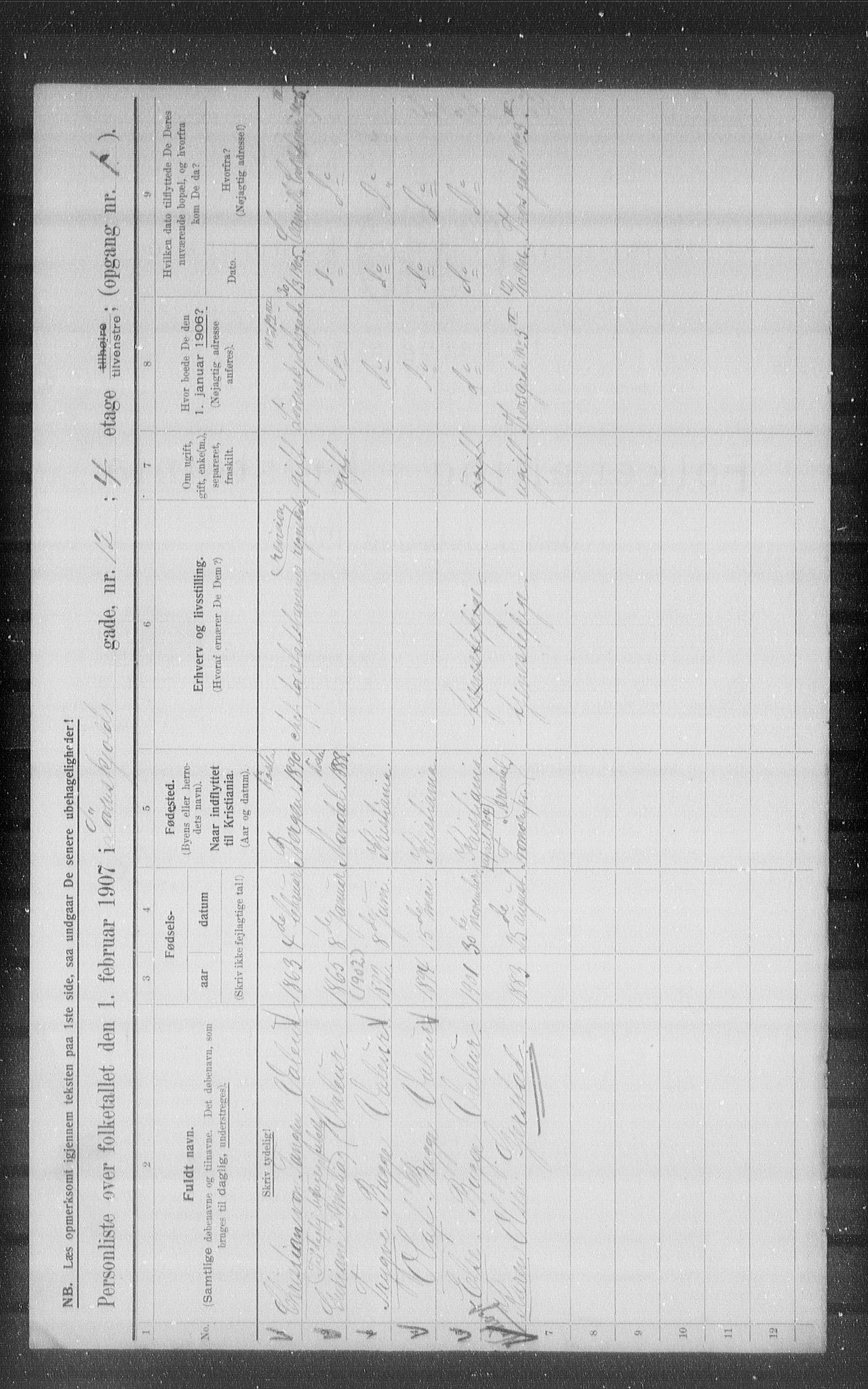 OBA, Municipal Census 1907 for Kristiania, 1907, p. 30156