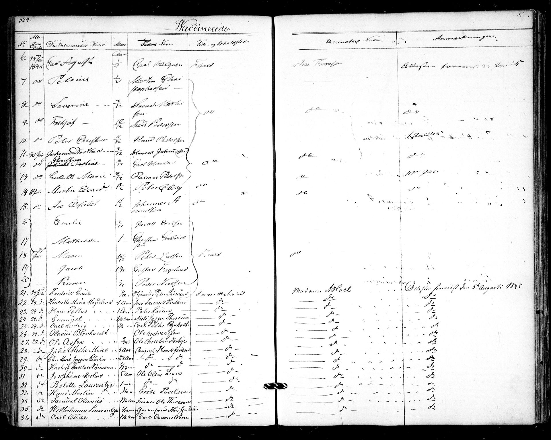 Halden prestekontor Kirkebøker, AV/SAO-A-10909/F/Fa/L0006: Parish register (official) no. I 6, 1845-1856, p. 524