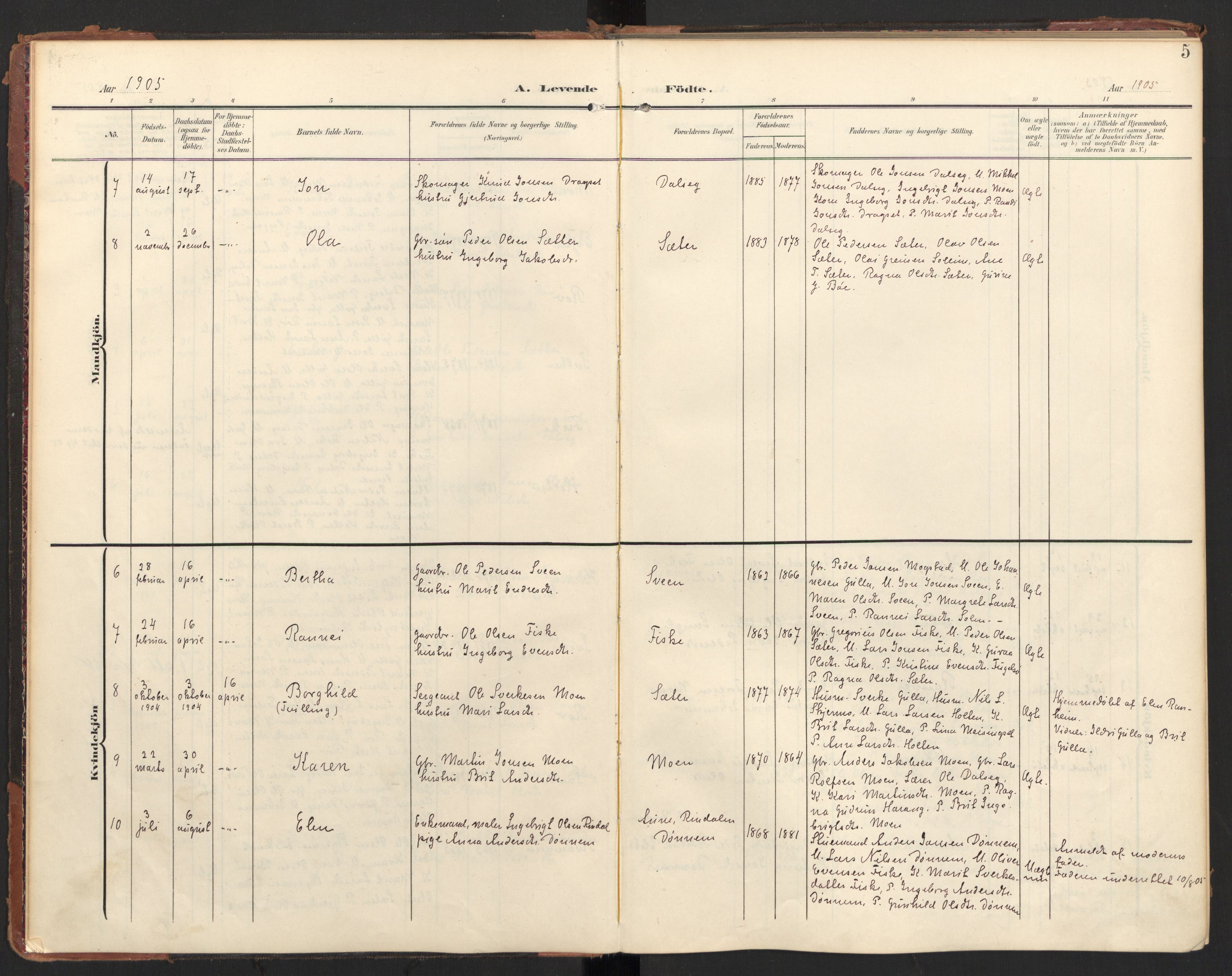 Ministerialprotokoller, klokkerbøker og fødselsregistre - Møre og Romsdal, AV/SAT-A-1454/597/L1063: Parish register (official) no. 597A02, 1905-1923, p. 5