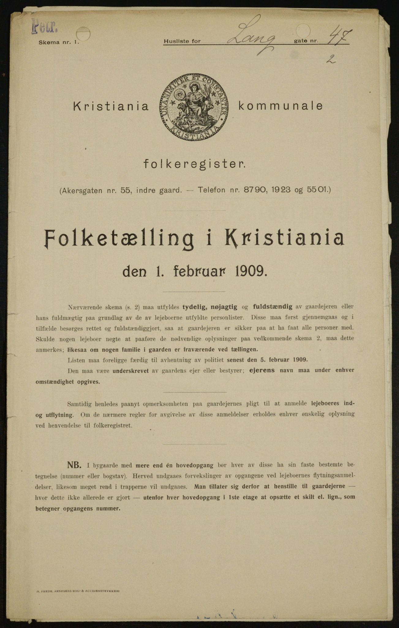 OBA, Municipal Census 1909 for Kristiania, 1909, p. 51950