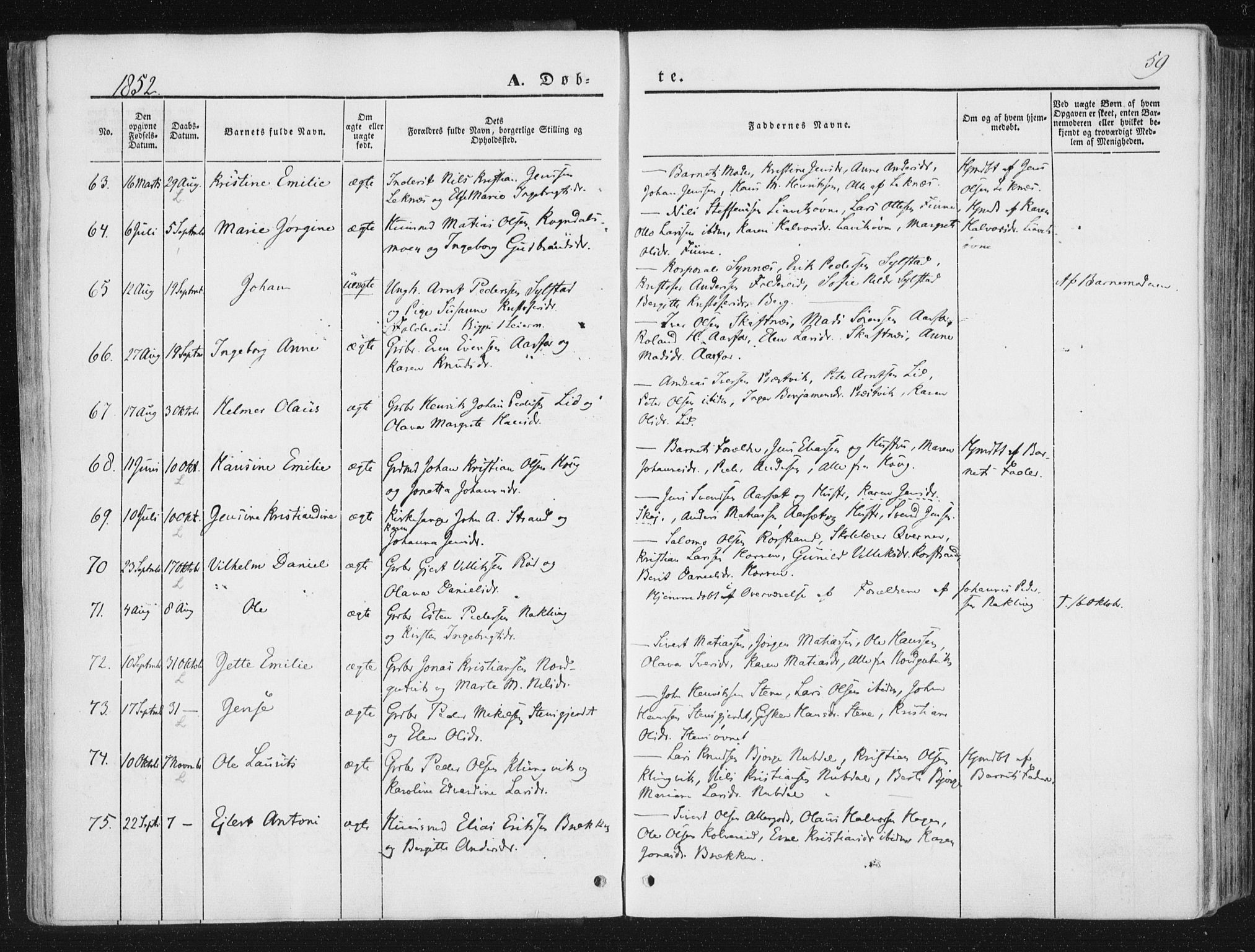 Ministerialprotokoller, klokkerbøker og fødselsregistre - Nord-Trøndelag, AV/SAT-A-1458/780/L0640: Parish register (official) no. 780A05, 1845-1856, p. 59
