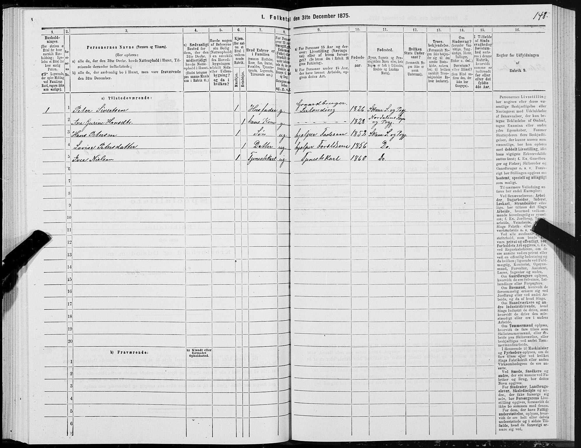 SAT, 1875 census for 1529P Skodje, 1875, p. 2148