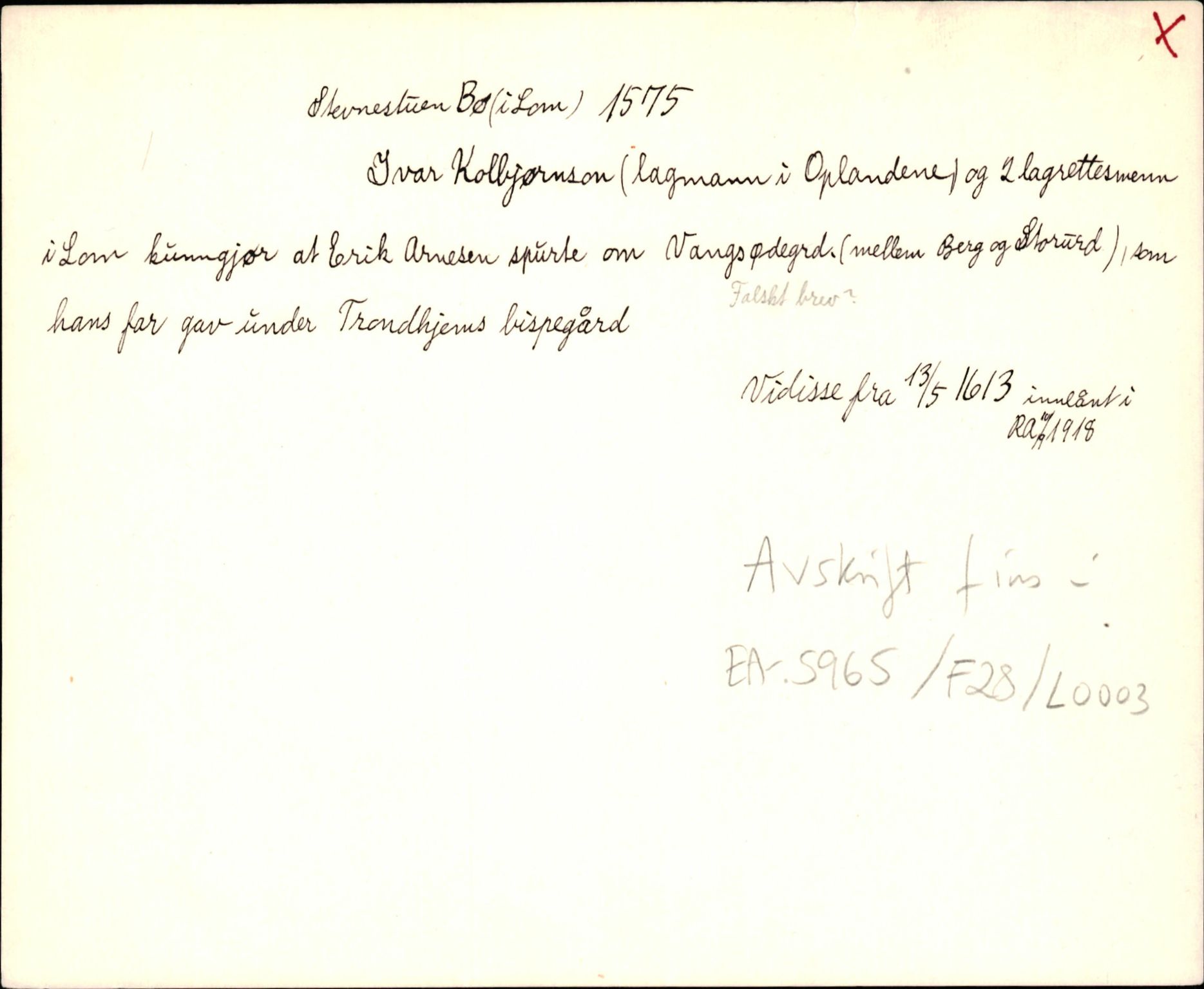 Riksarkivets diplomsamling, AV/RA-EA-5965/F35/F35d/L0001: Innlånte diplomer, seddelregister, 1316-1591, p. 419