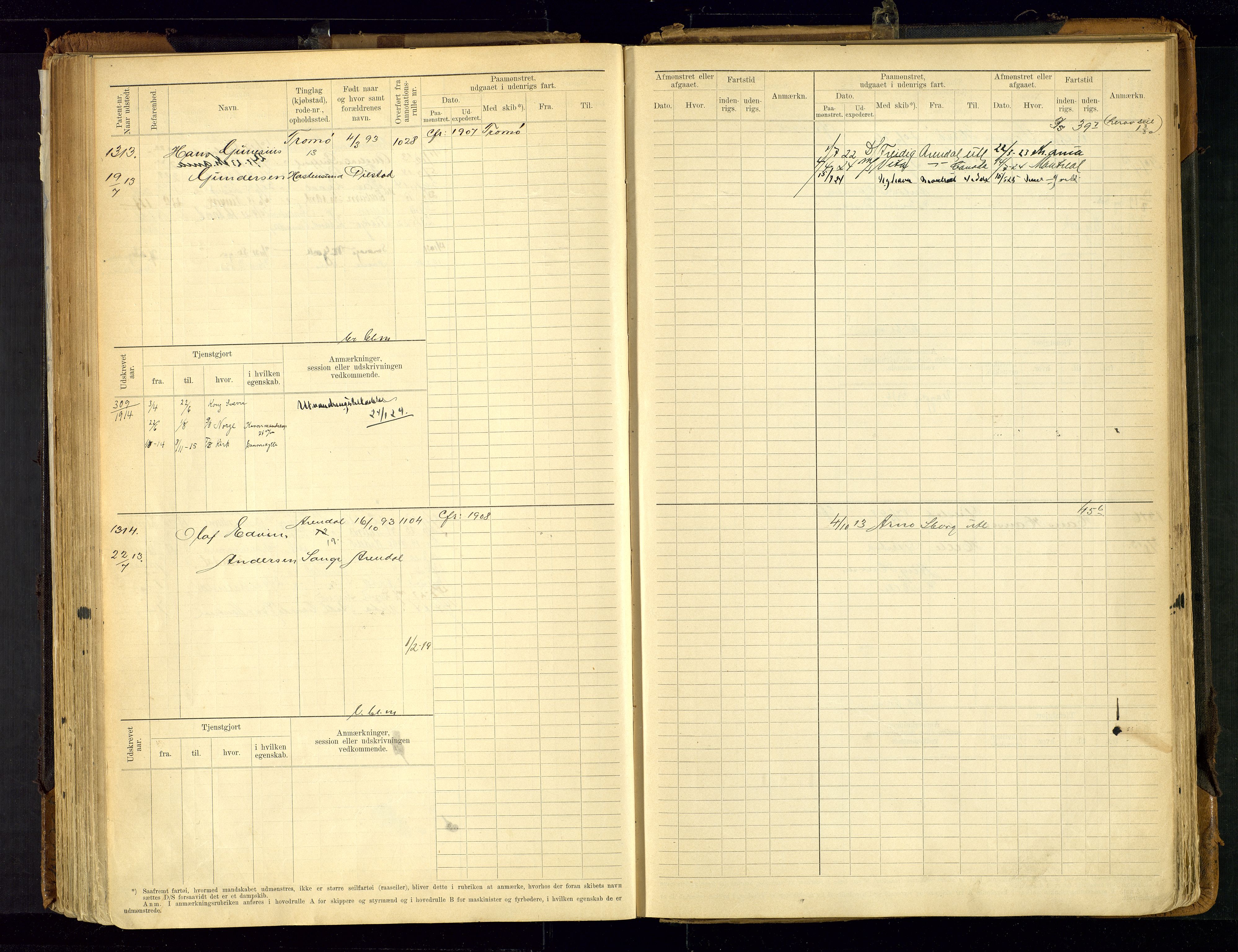 Arendal mønstringskrets, SAK/2031-0012/F/Fb/L0021: Hovedrulle A nr 969-1465, S-19, 1910-1914, p. 177