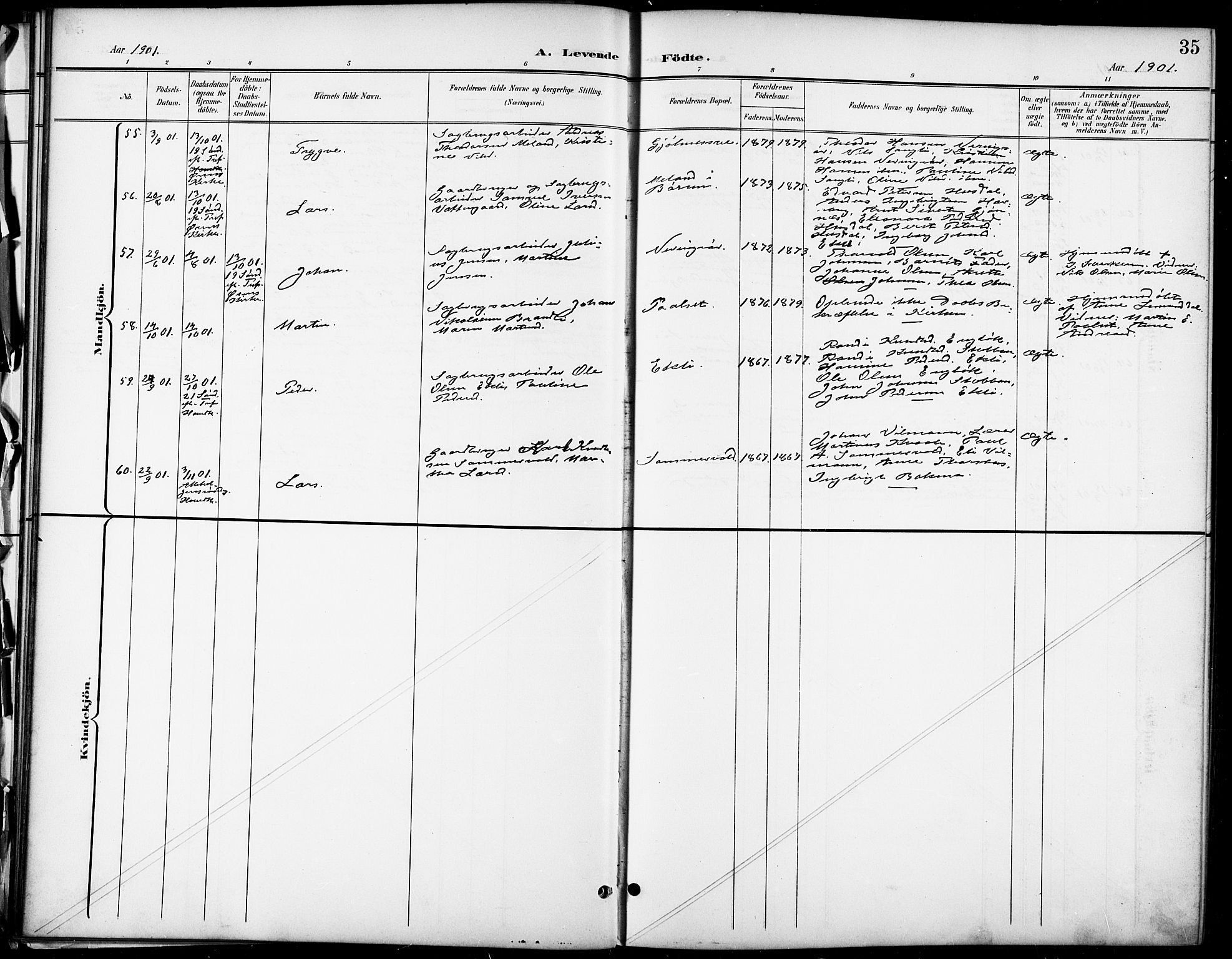 Ministerialprotokoller, klokkerbøker og fødselsregistre - Sør-Trøndelag, AV/SAT-A-1456/668/L0819: Parish register (copy) no. 668C08, 1899-1912, p. 35