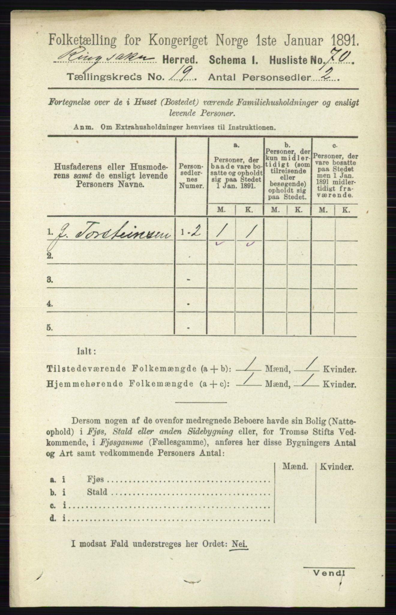 RA, 1891 census for 0412 Ringsaker, 1891, p. 10594