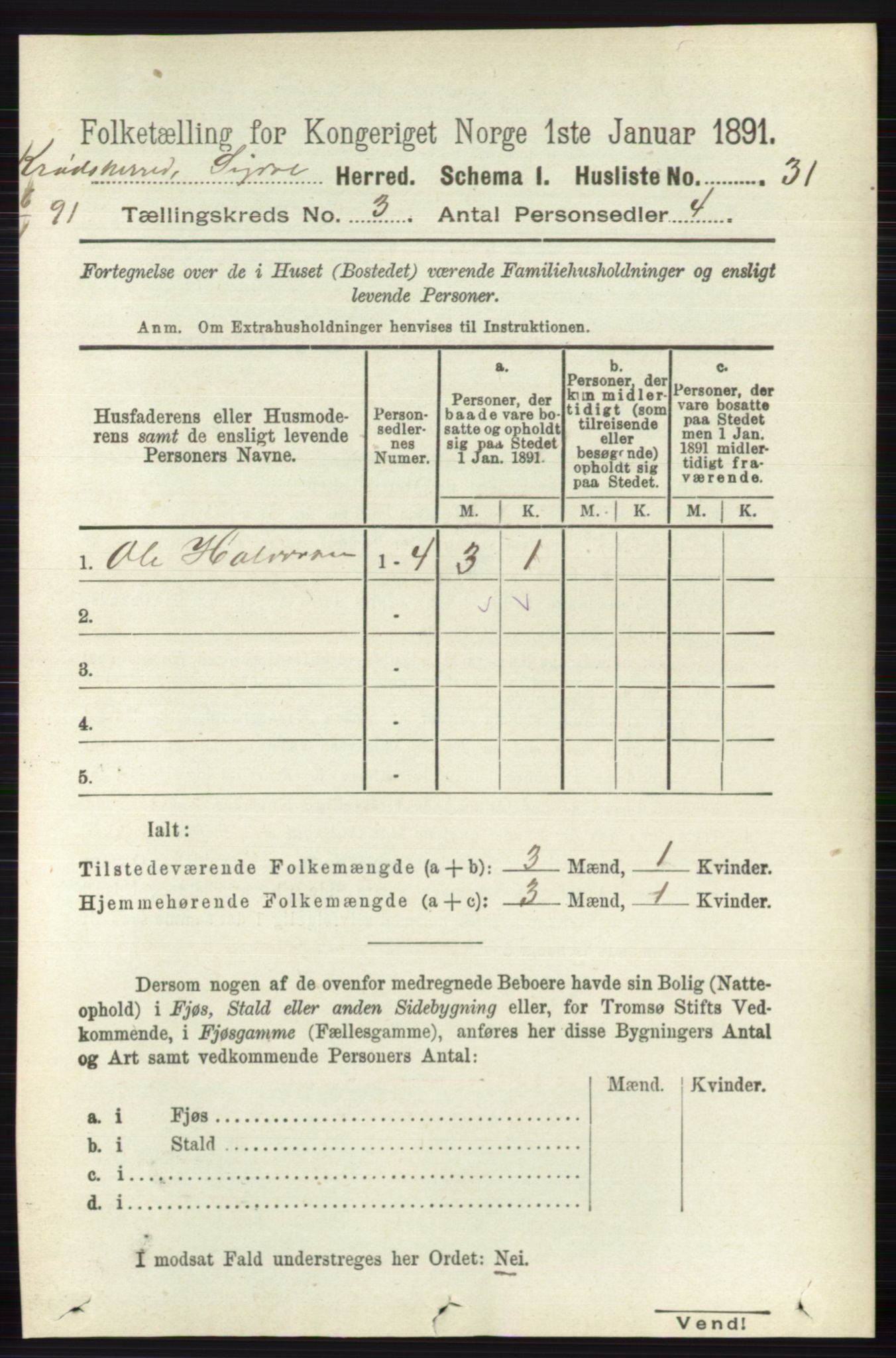 RA, 1891 census for 0621 Sigdal, 1891, p. 5552