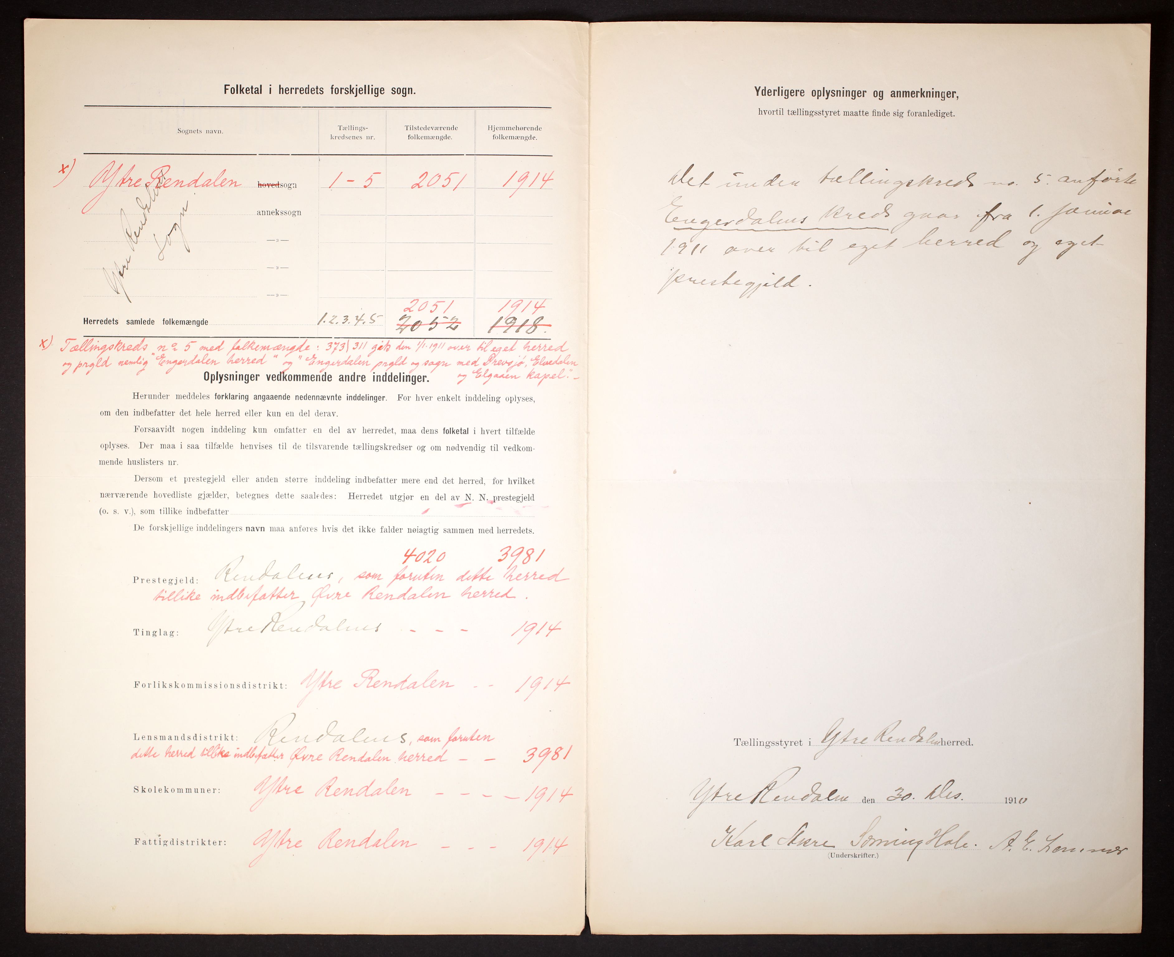 RA, 1910 census for Ytre Rendal, 1910, p. 3