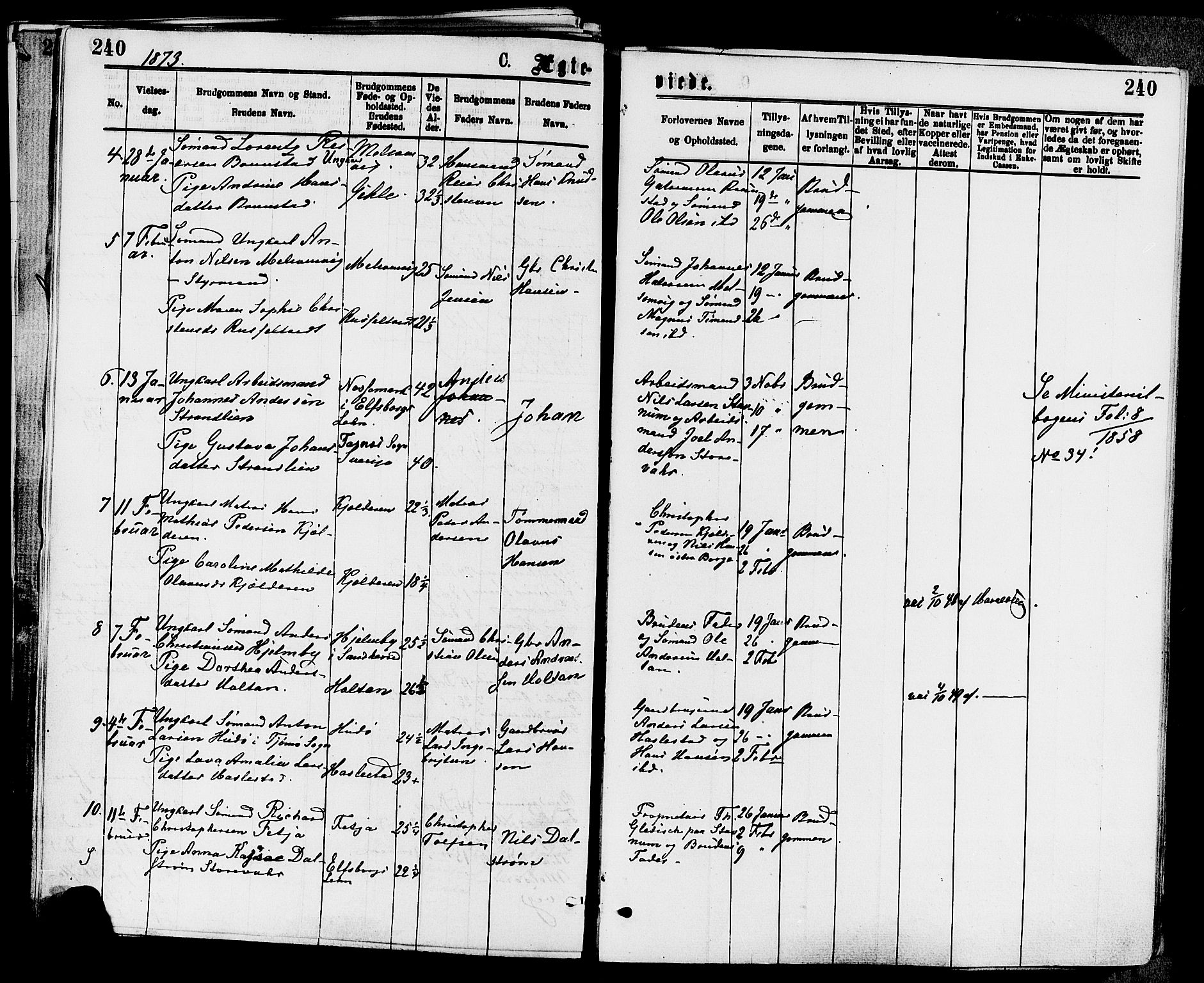 Stokke kirkebøker, AV/SAKO-A-320/F/Fa/L0009: Parish register (official) no. I 9, 1872-1883, p. 240