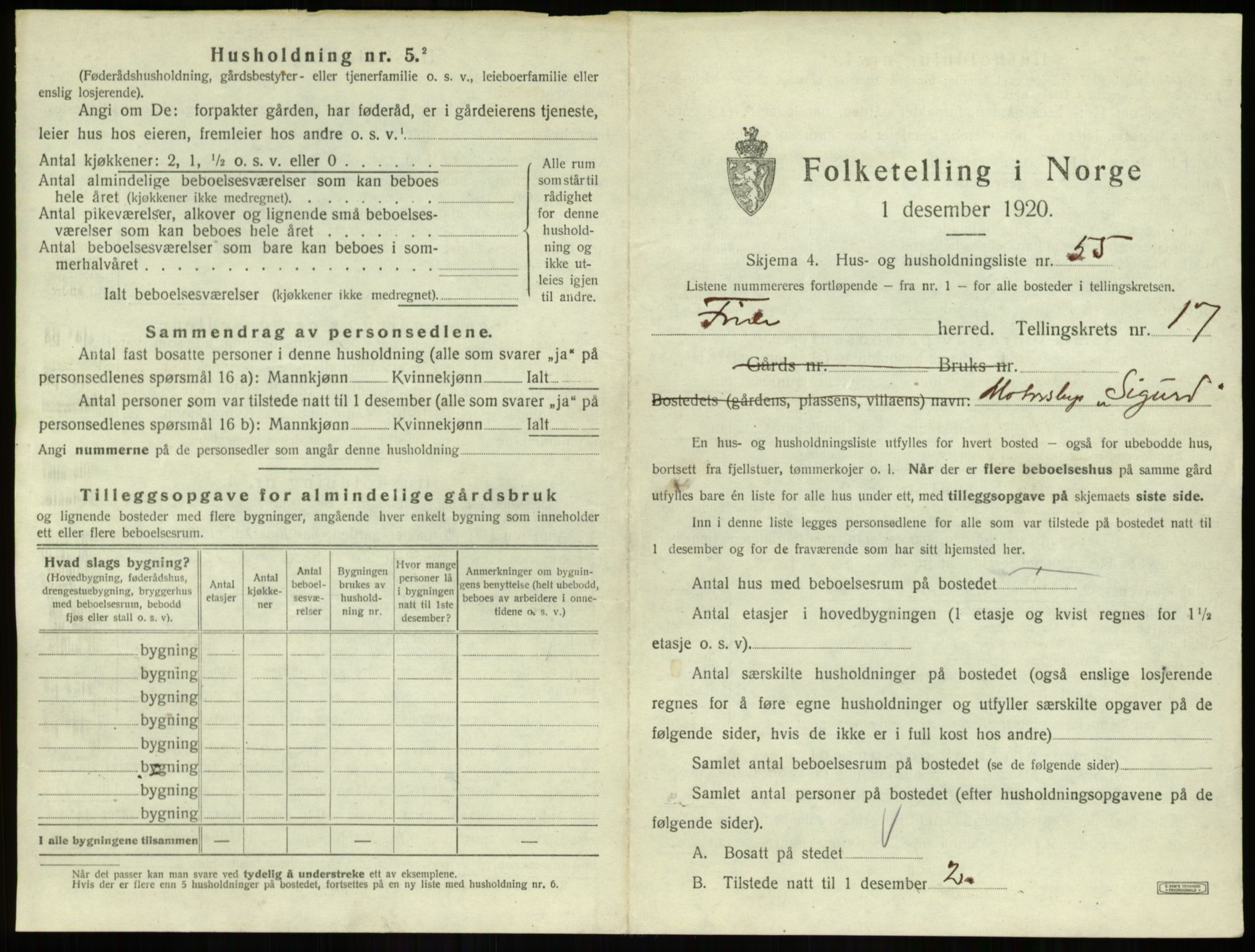 SAB, 1920 census for Førde, 1920, p. 1003