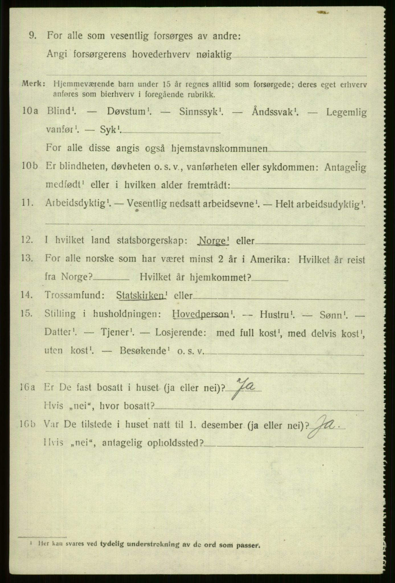 SAB, 1920 census for Voss, 1920, p. 14736