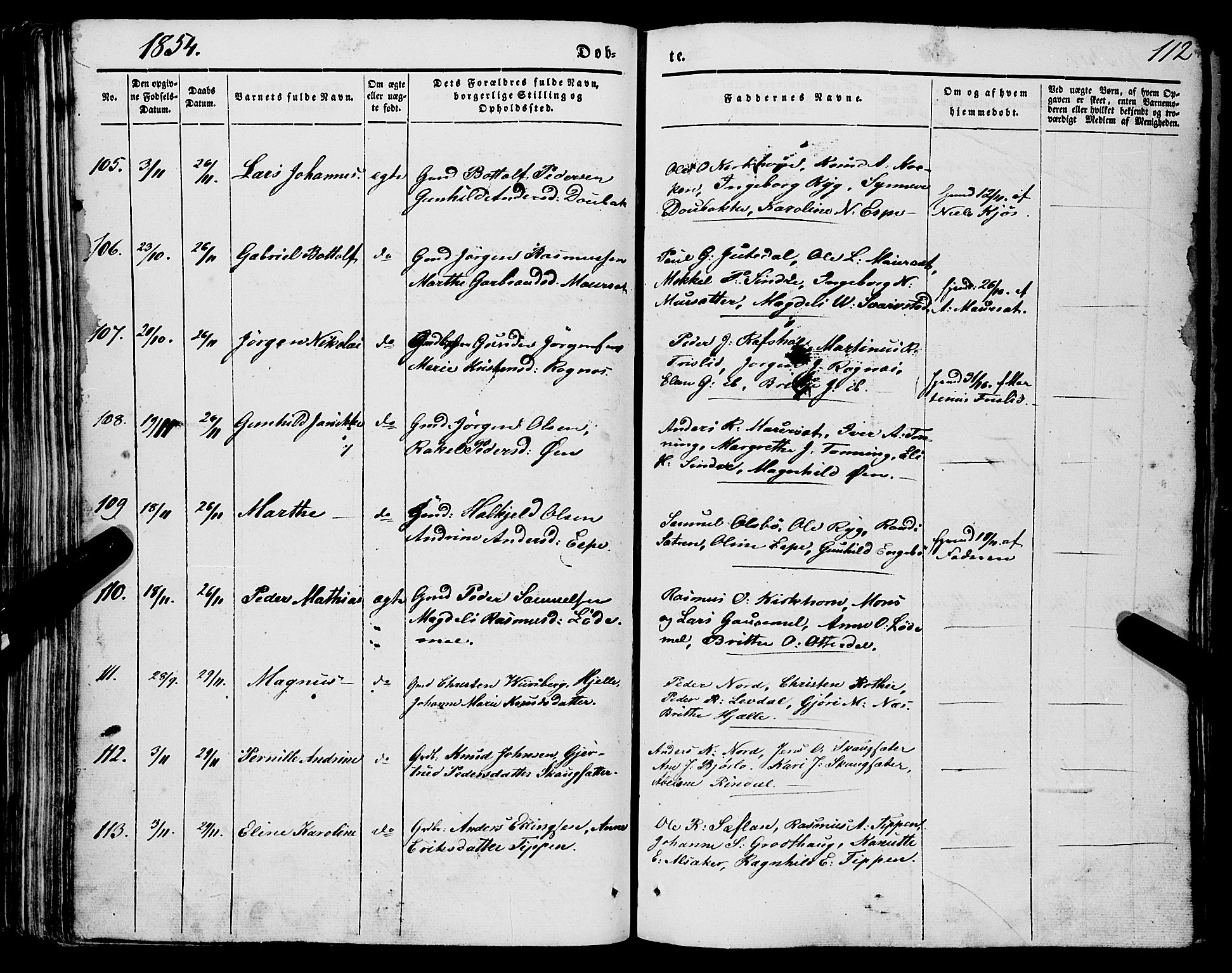 Eid sokneprestembete, AV/SAB-A-82301/H/Haa/Haaa/L0007: Parish register (official) no. A 7, 1844-1858, p. 112