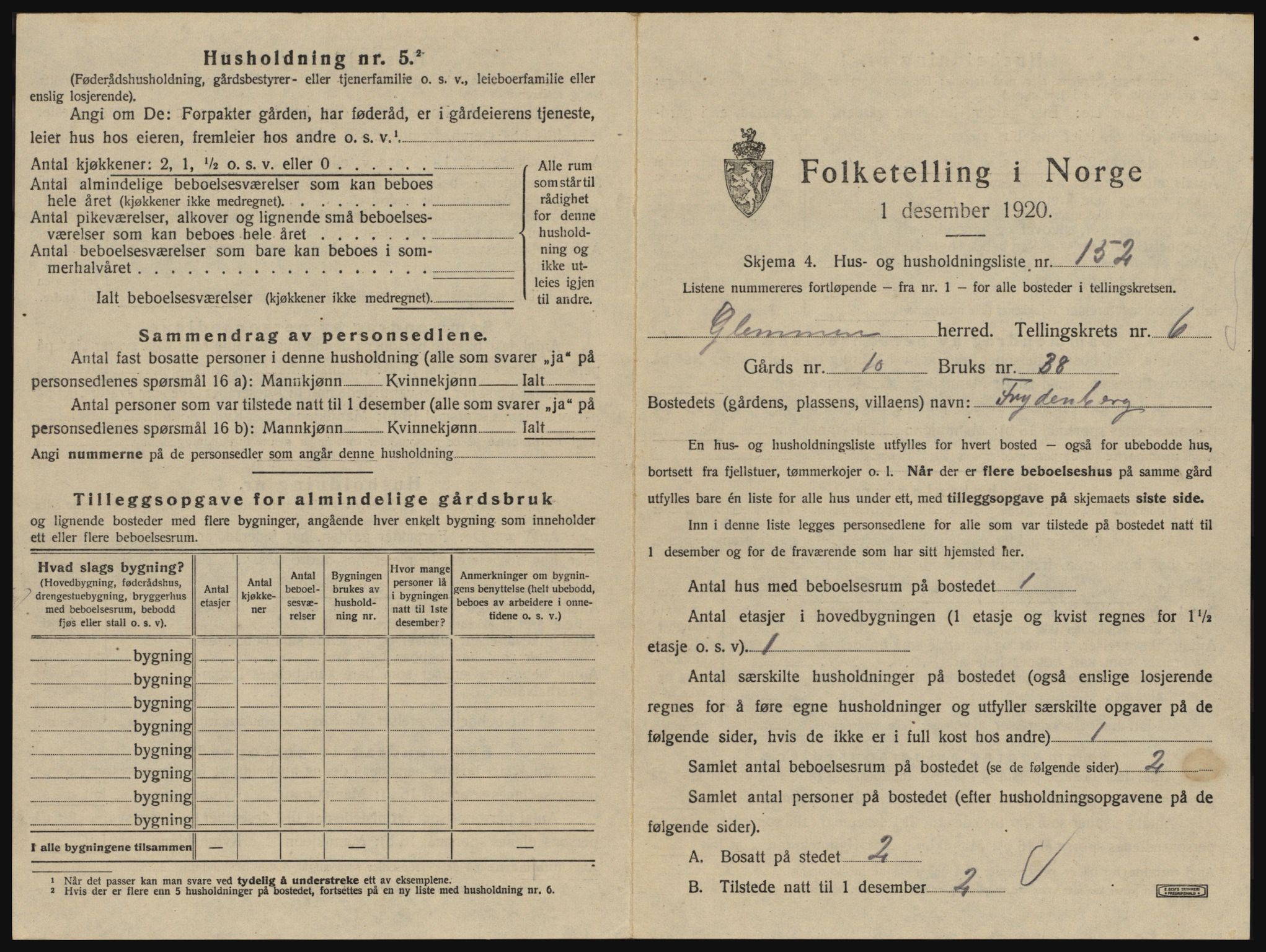 SAO, 1920 census for Glemmen, 1920, p. 2461