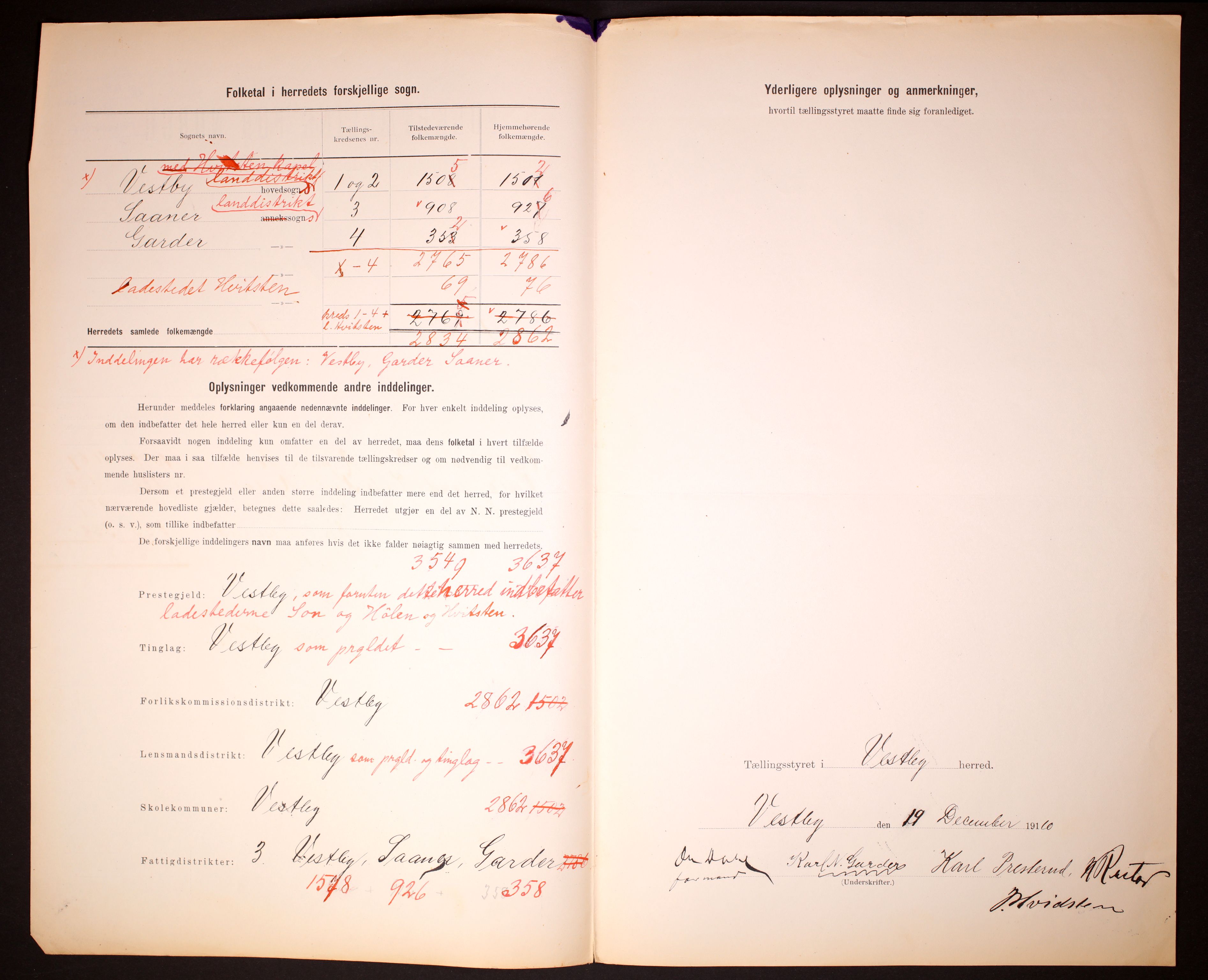 RA, 1910 census for Vestby, 1910, p. 3