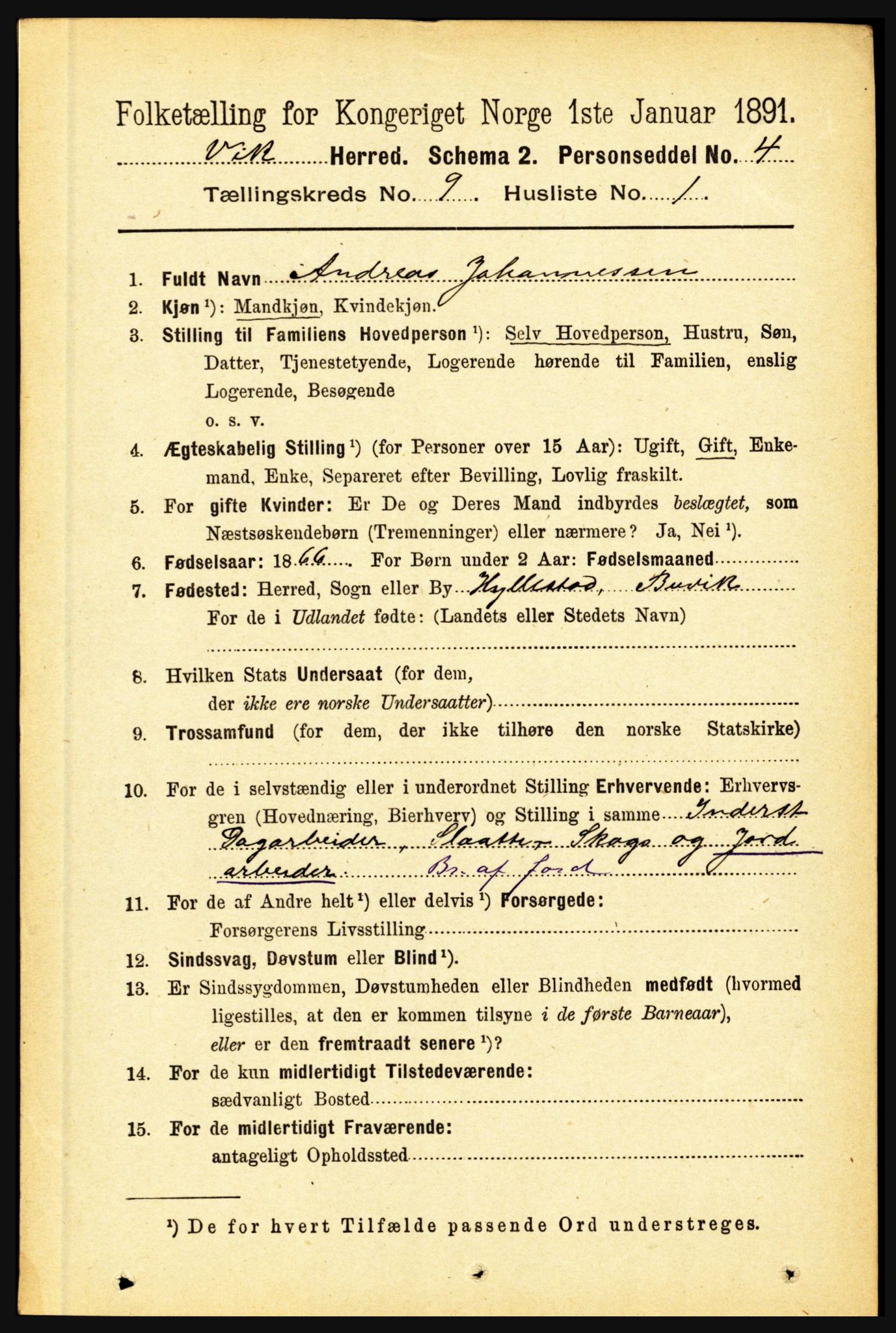 RA, 1891 census for 1417 Vik, 1891, p. 4003