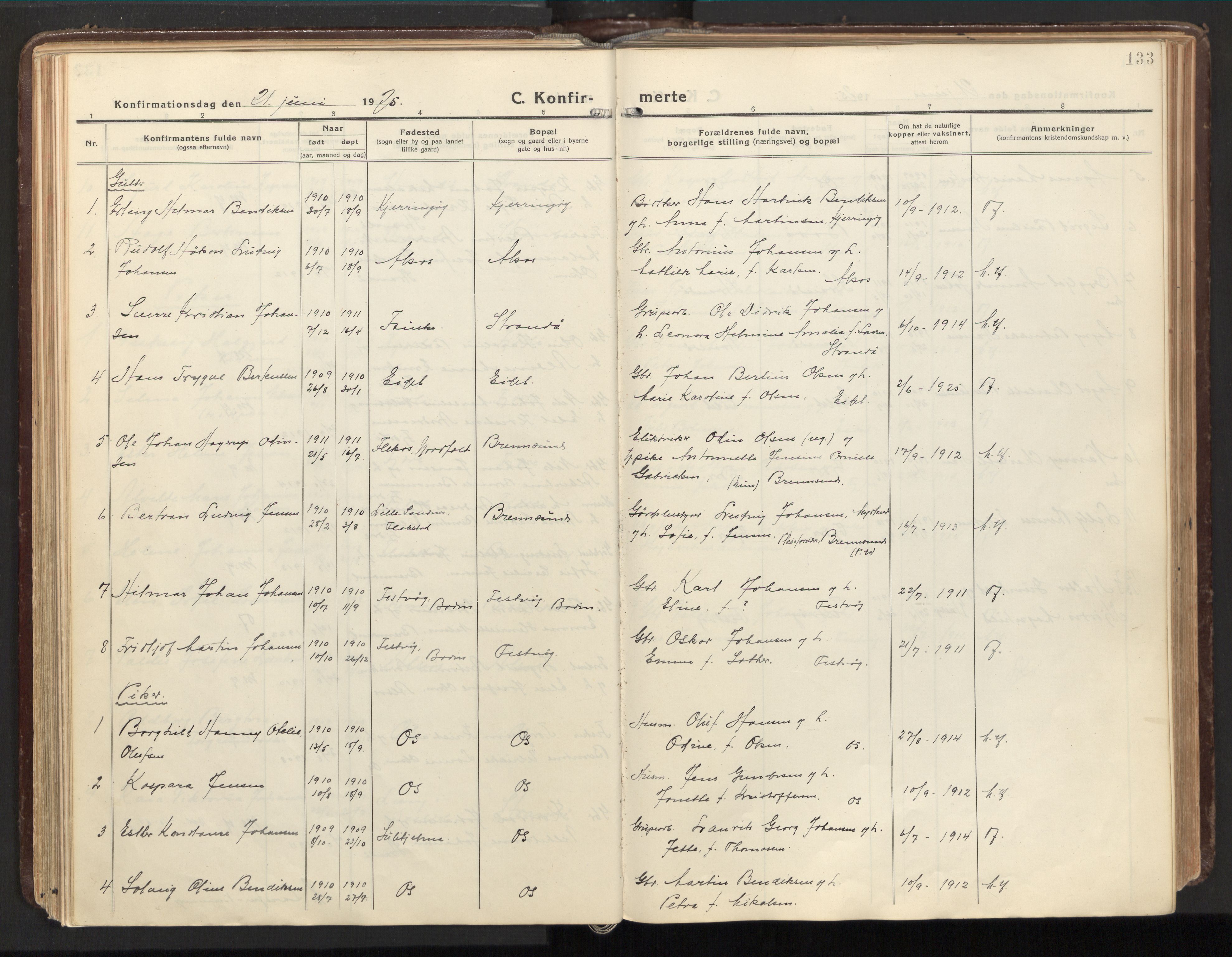 Ministerialprotokoller, klokkerbøker og fødselsregistre - Nordland, SAT/A-1459/803/L0073: Parish register (official) no. 803A03, 1920-1955, p. 133