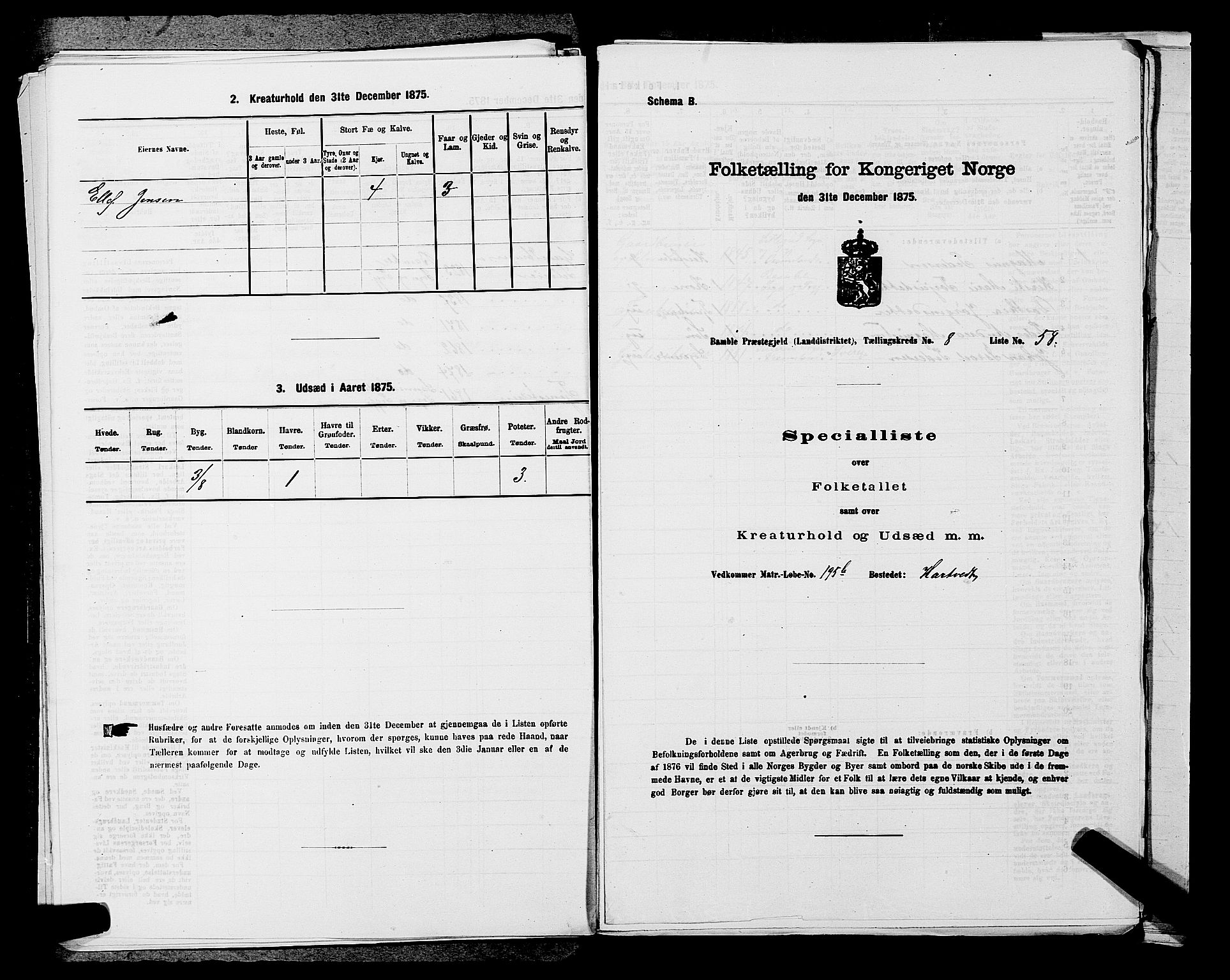 SAKO, 1875 census for 0814L Bamble/Bamble, 1875, p. 1159