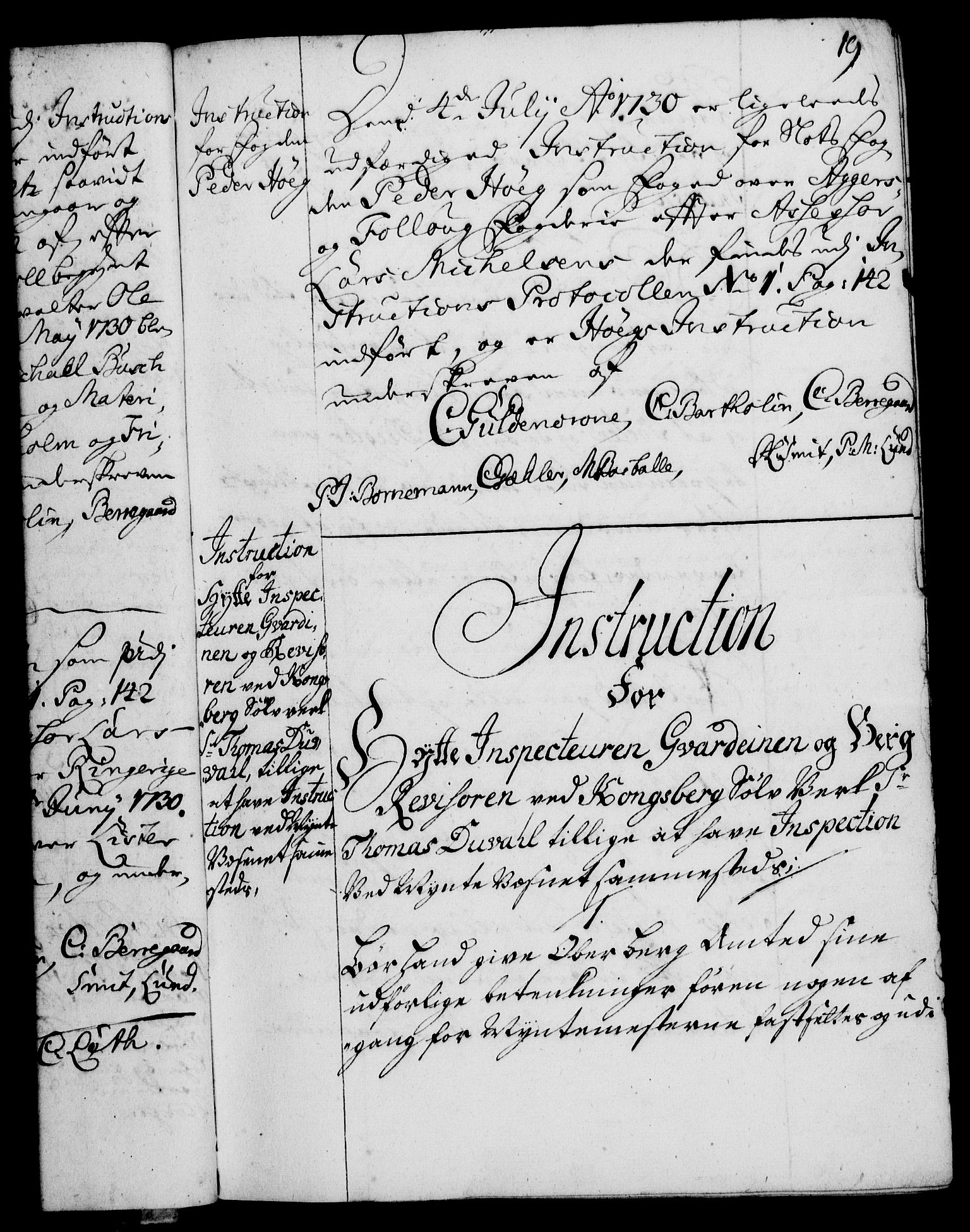 Rentekammeret, Kammerkanselliet, RA/EA-3111/G/Gg/Ggi/L0002: Norsk instruksjonsprotokoll med register (merket RK 53.35), 1729-1751, p. 19